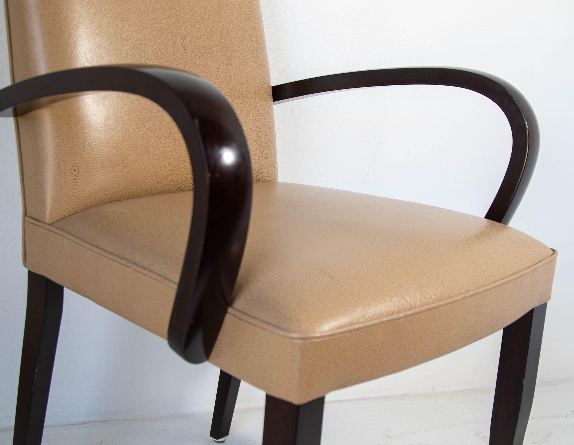 Dakota Jackson Leather Club Art Deco Style PFM Armchair In Good Condition For Sale In North Hollywood, CA