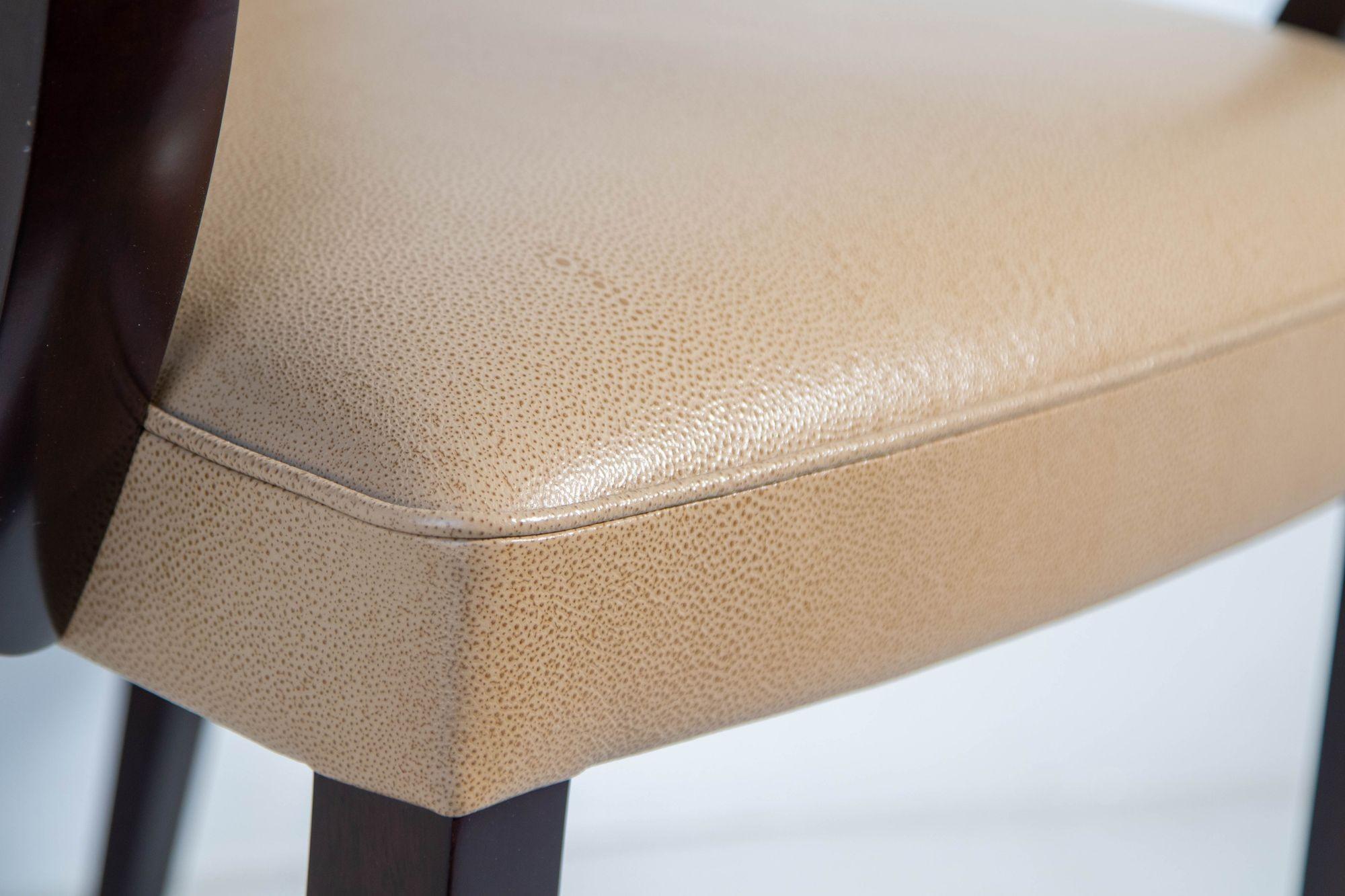 20th Century Dakota Jackson Leather Club Art Deco Style PFM Armchair For Sale