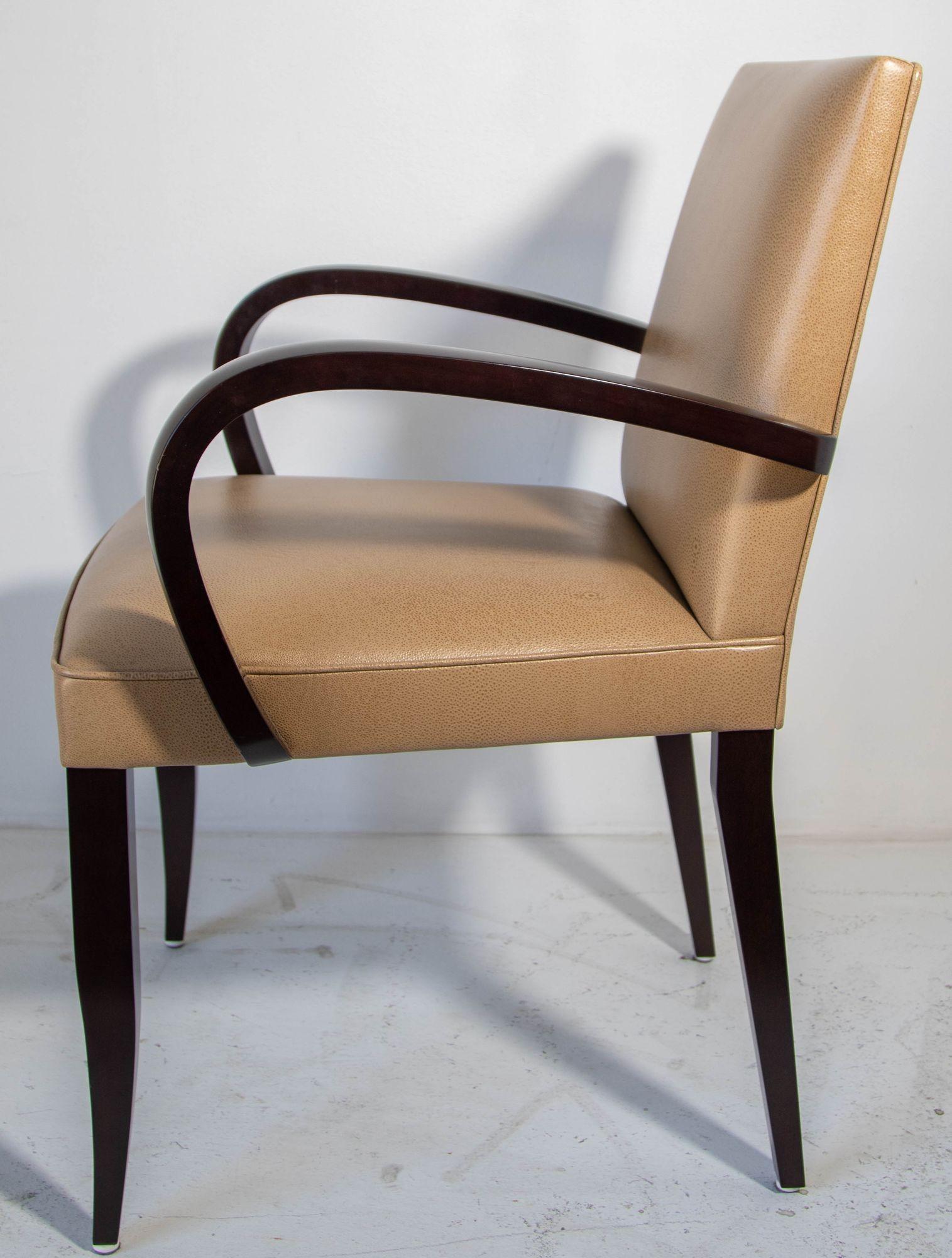 Dakota Jackson Leather Club Art Deco Style PFM Armchair For Sale 1