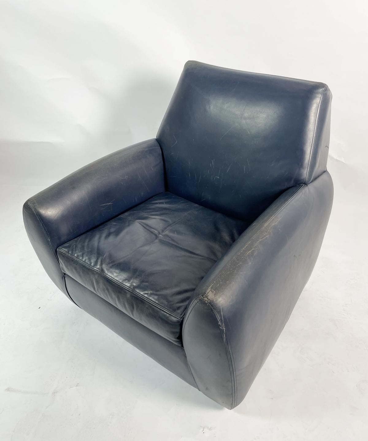 Dakota Jackson Leather Swivel Chair For Sale 4