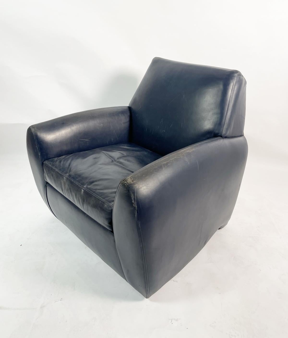 Modern Dakota Jackson Leather Swivel Chair For Sale