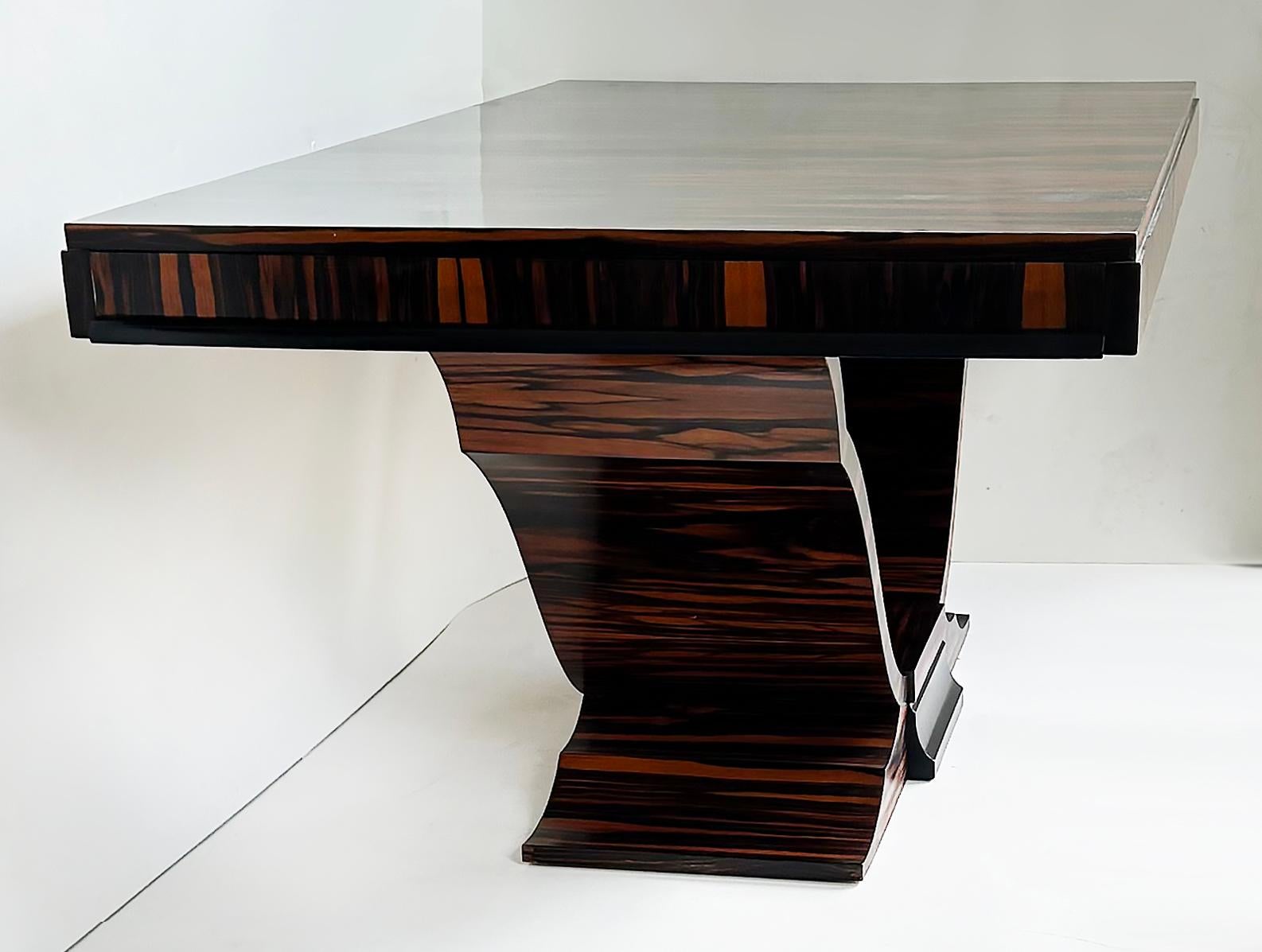 Dakota Jackson Style Macassar Ebony Dining Table, Art Deco Style, Refinished For Sale 1