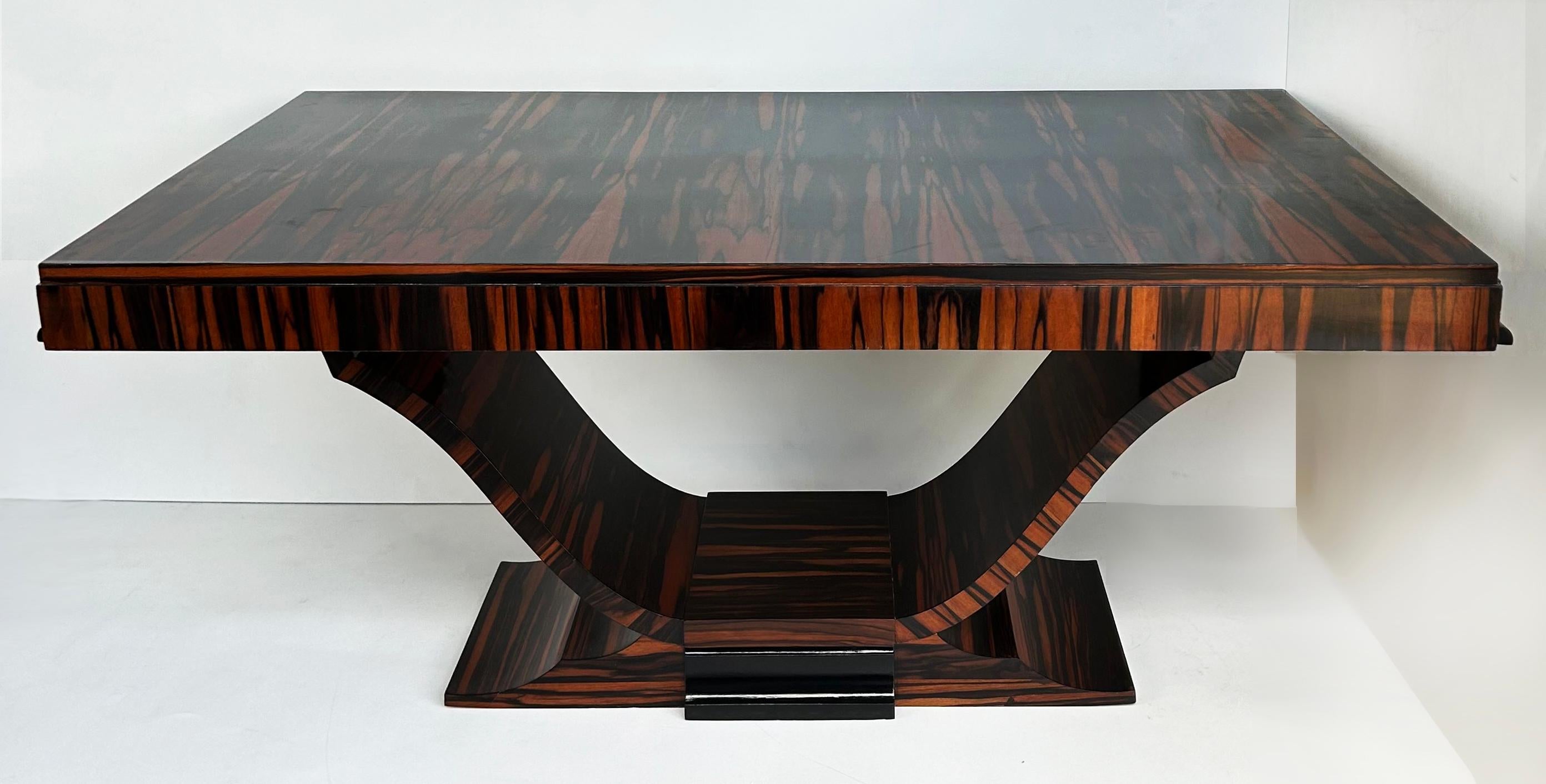 Dakota Jackson Style Macassar Ebony Dining Table, Art Deco Style, Refinished For Sale 4