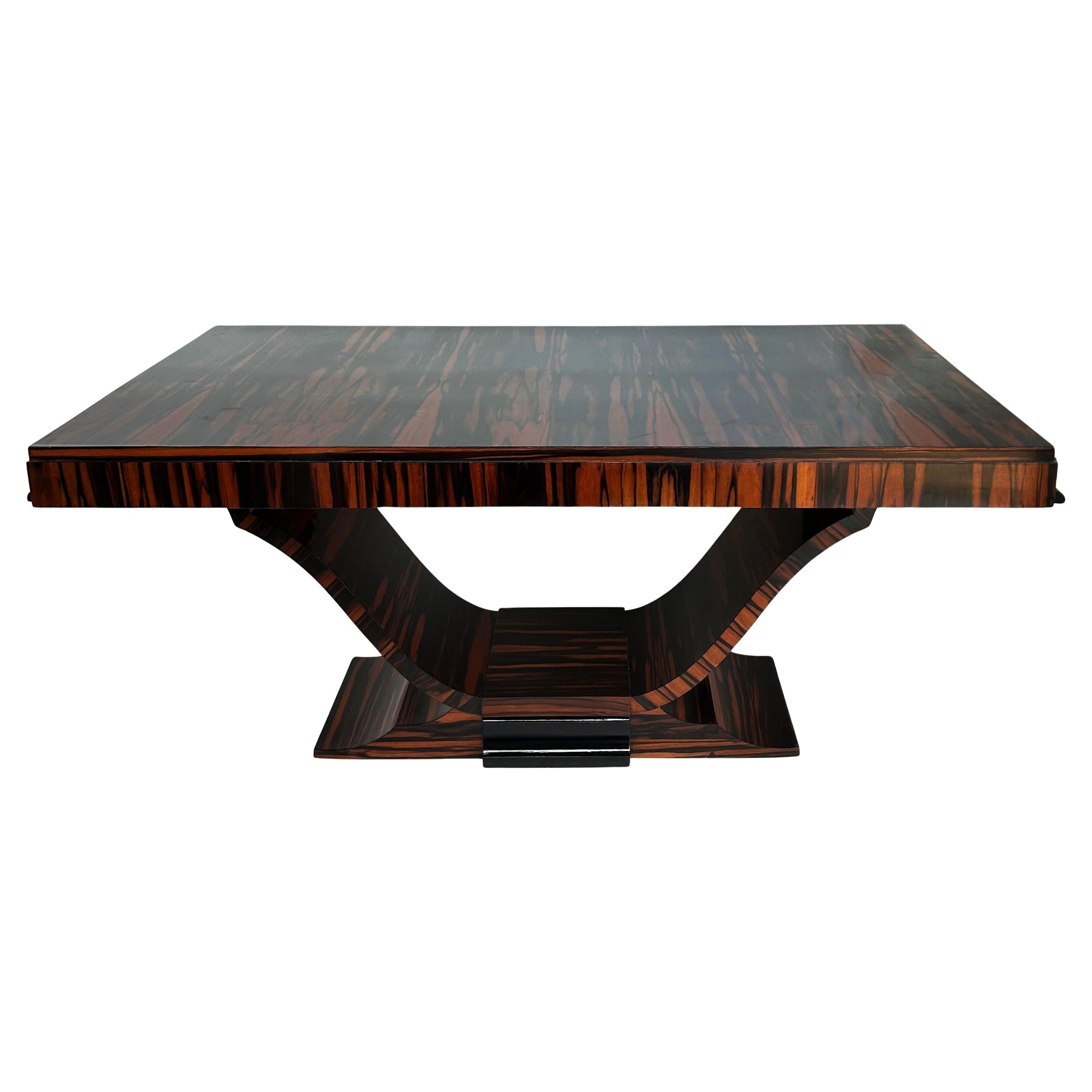 Dakota Jackson Stil Makassar Ebenholz Esstisch, Art Deco Stil, neu lackiert