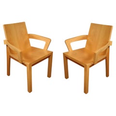 Dakota Jackson Maple Wood "Library" Armchairs, Pair