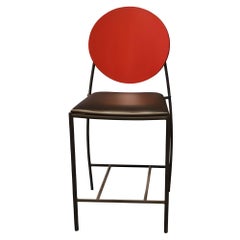 Sgabello in pelle "Vik-Ter" di Dakota Jackson in stile Memphis