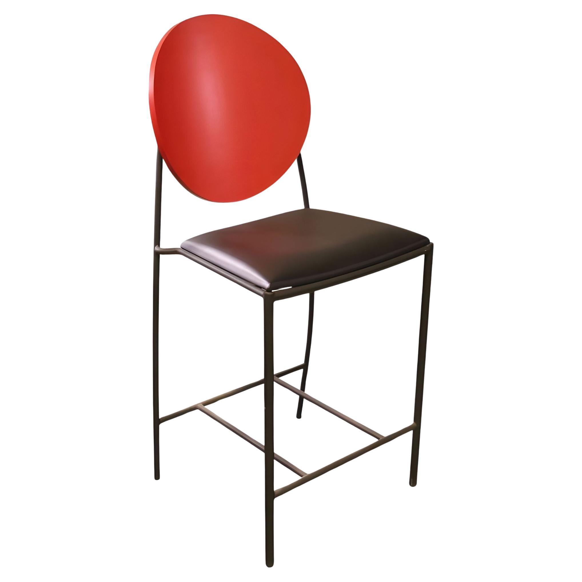 Dakota Jackson Memphis style "Vik-Ter" Leather Barstool