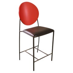 Tabouret de bar "Vik-Ter" en cuir de style Memphis Dakota Jackson