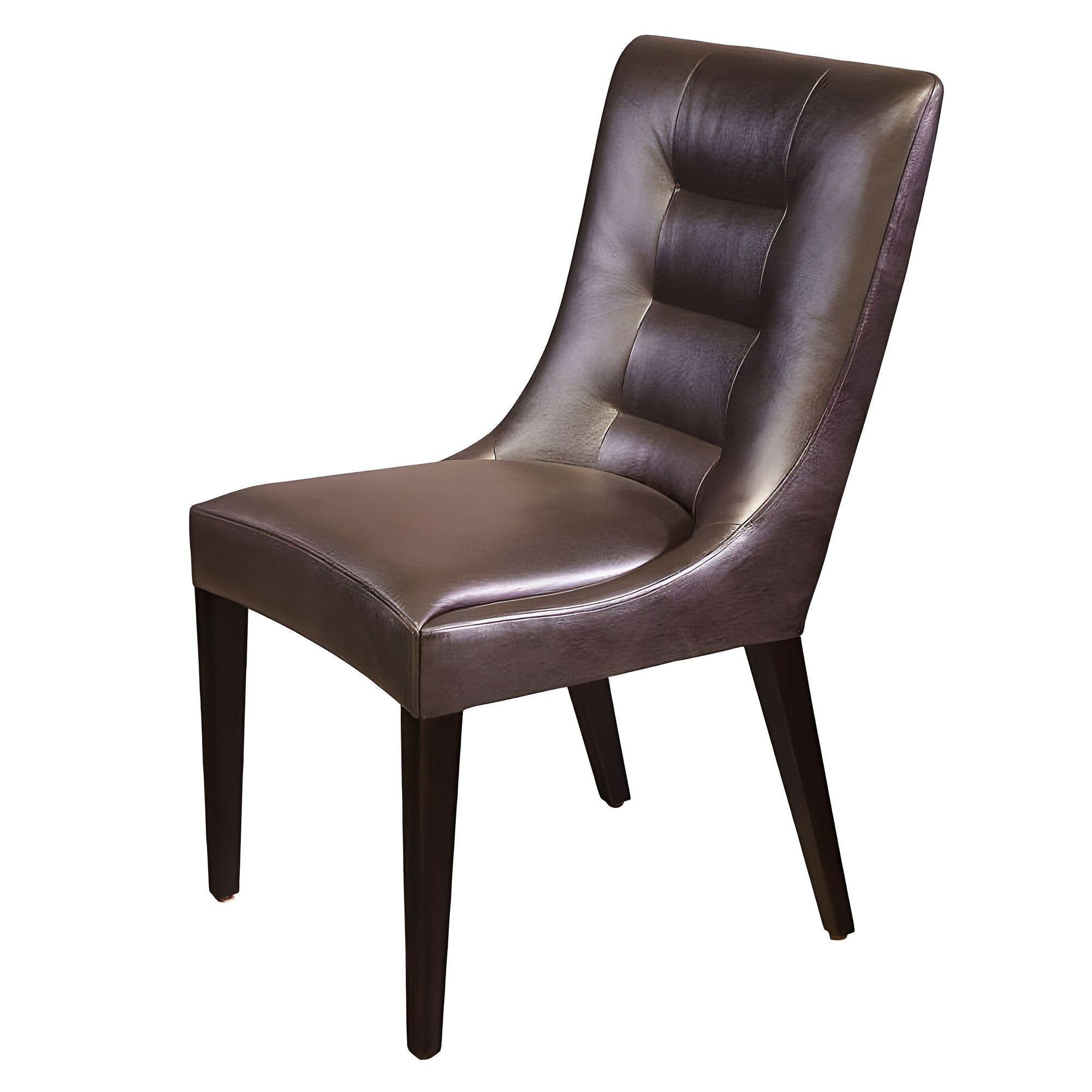 American Dakota Jackson Pull Up Leather Side Chair For Sale