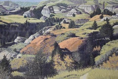 Bauernhof-Holzschnitt, signiert und nummeriert von Gordon Mortensen