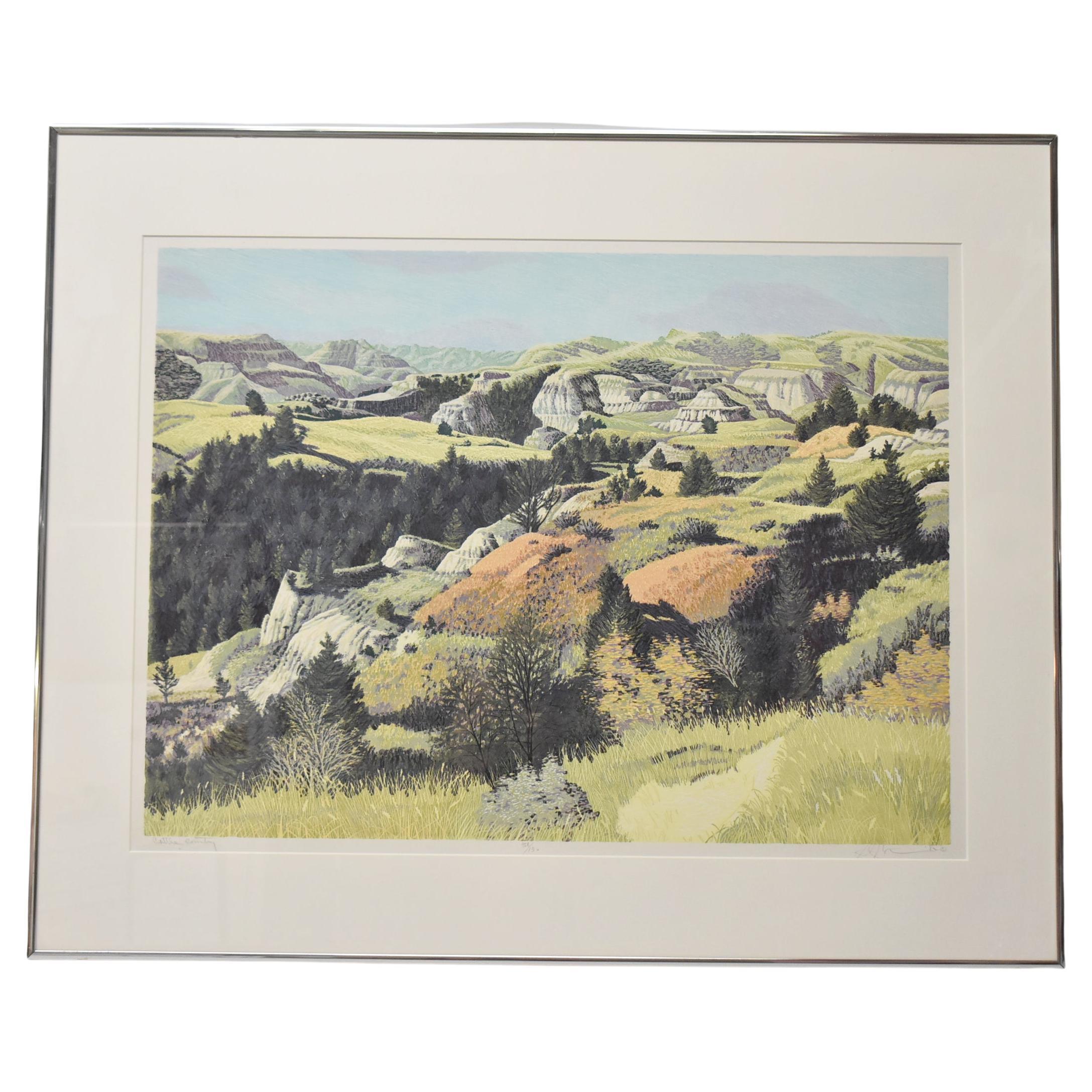 Cattle Country Woodblock Print Signed Numbered by Gordon Mortensen
