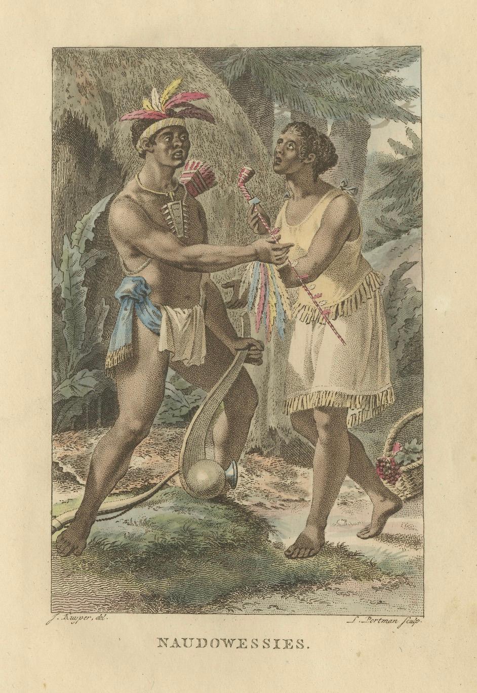 Dakota (Sioux) People – Antique Hand-Colored Ethnographic Print c.1805