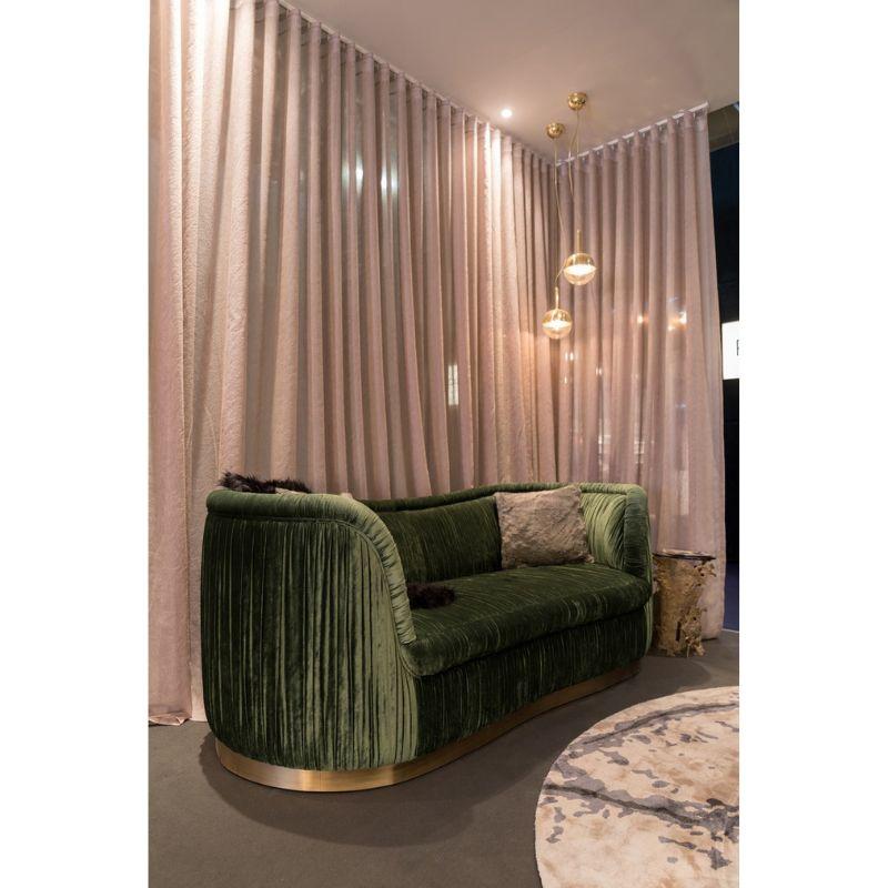 Dakota Sofa in Cotton Velvet with Brass Base by Brabbu For Sale 1