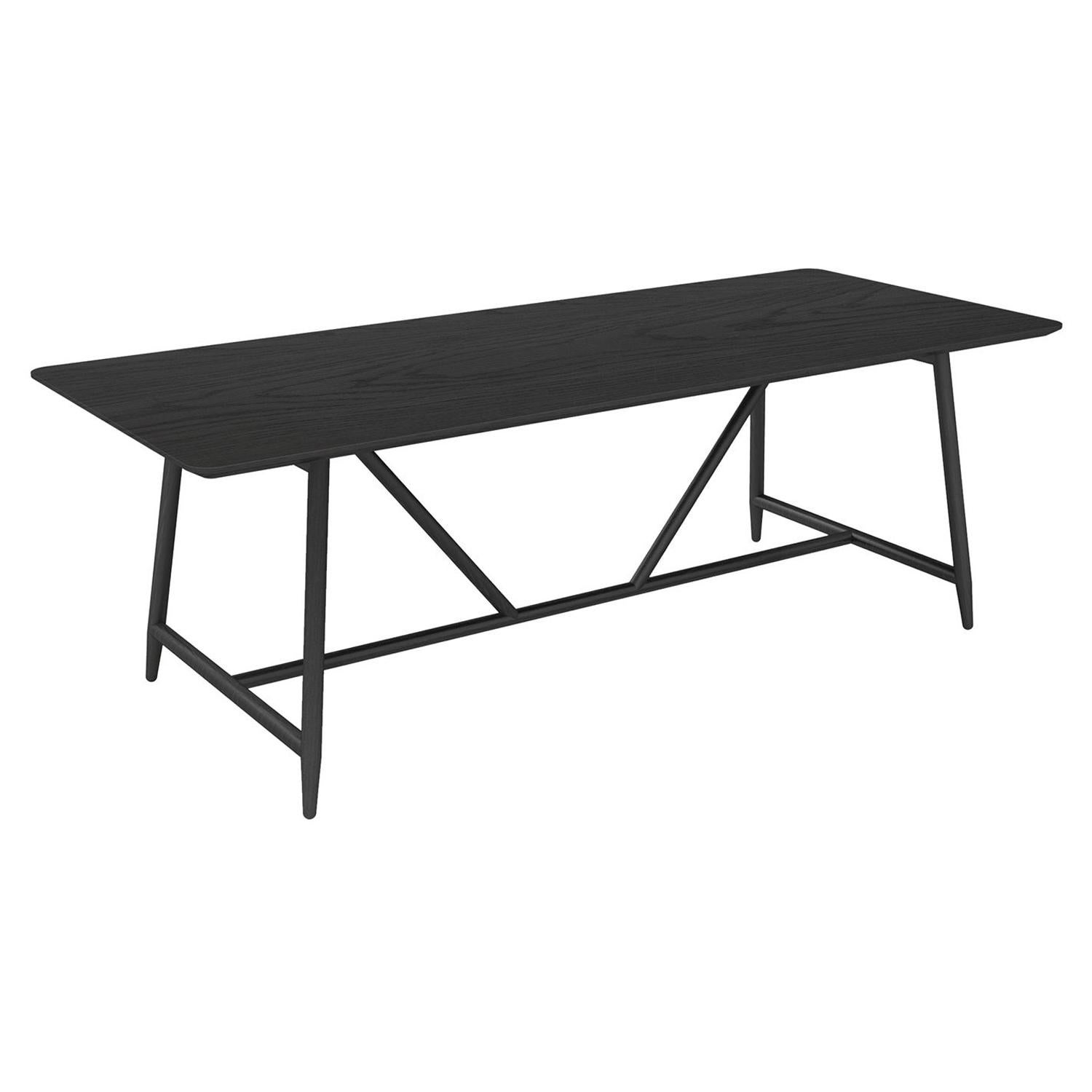 Dal Dining Table, Contemporary Modern Minimalist Wooden Black Brushed Oak