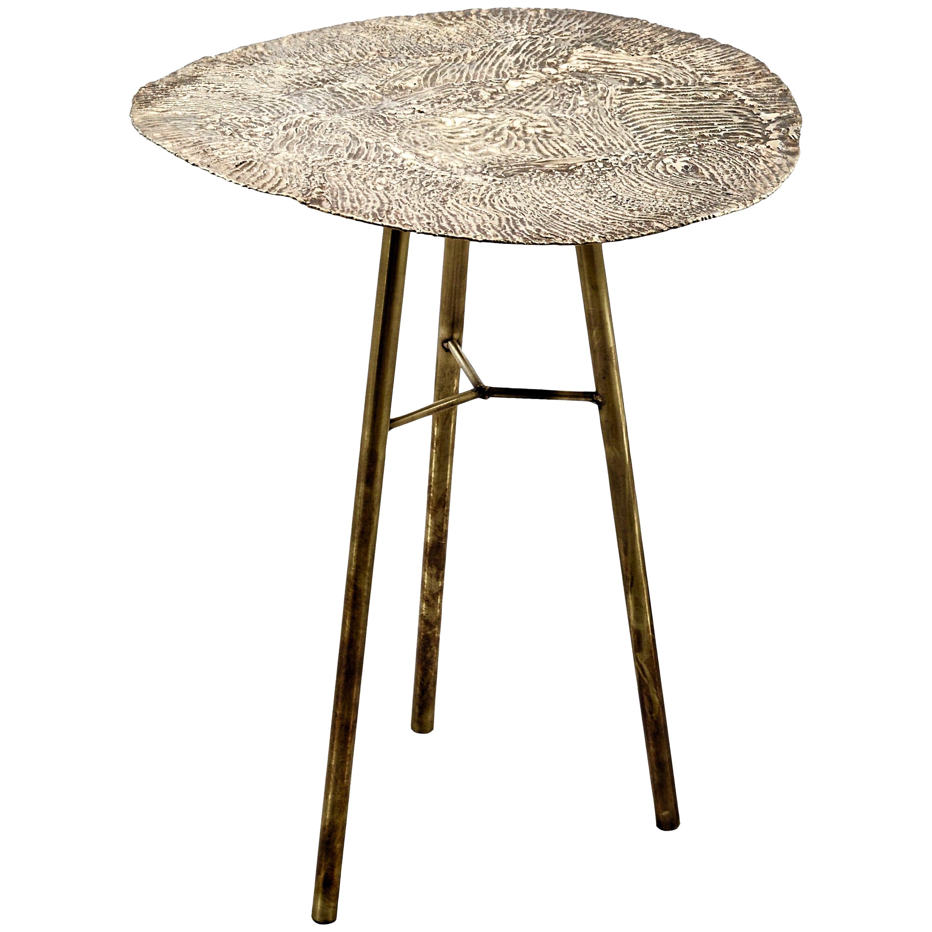 Dal Furlo "Golden Waves" Side Table in Melted Brass and Antiqued Brass Legs im Angebot