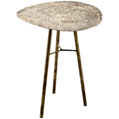 Dal Furlo "Golden Waves" Side Table in Melted Brass and Antiqued Brass Legs