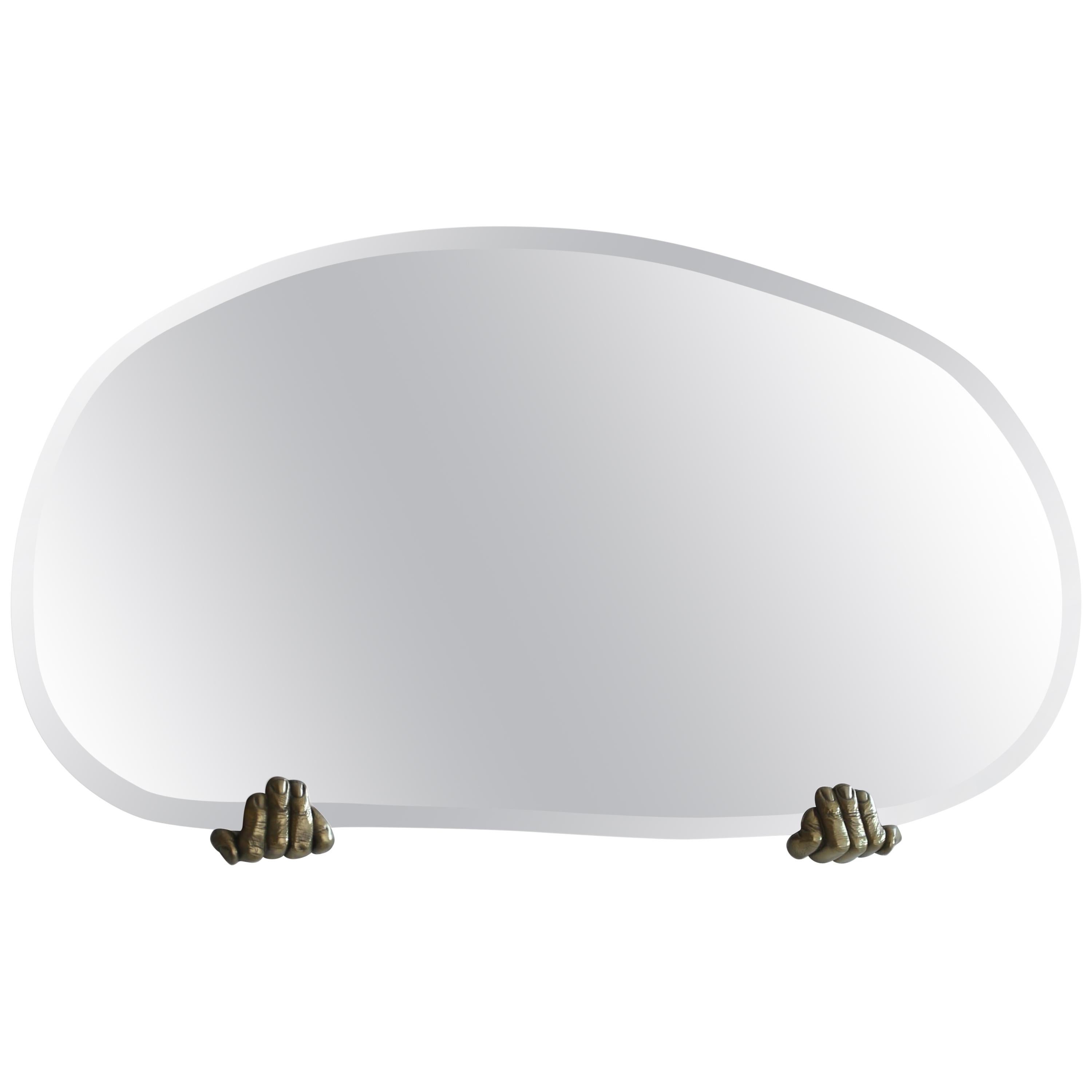 Dal Furlo "Handle Wallmirror" Stainless Steel and Brass Wall Mirror For Sale