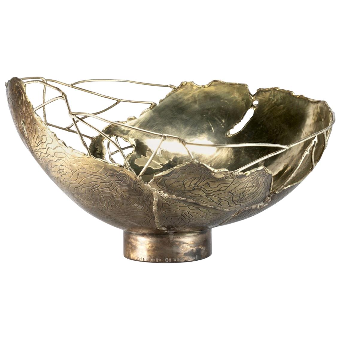 Dal Furlo "Large Bark Bowl" Cylindrical Modern Brass Bowl For Sale