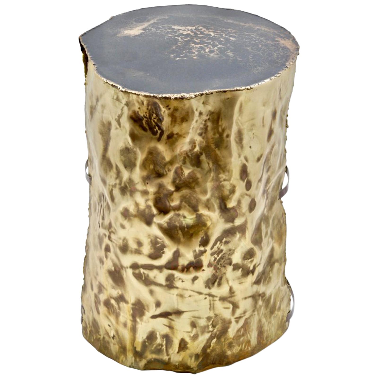 Dal Furlo "Metal tree" Side Table in Hammered Brass and Resin im Angebot