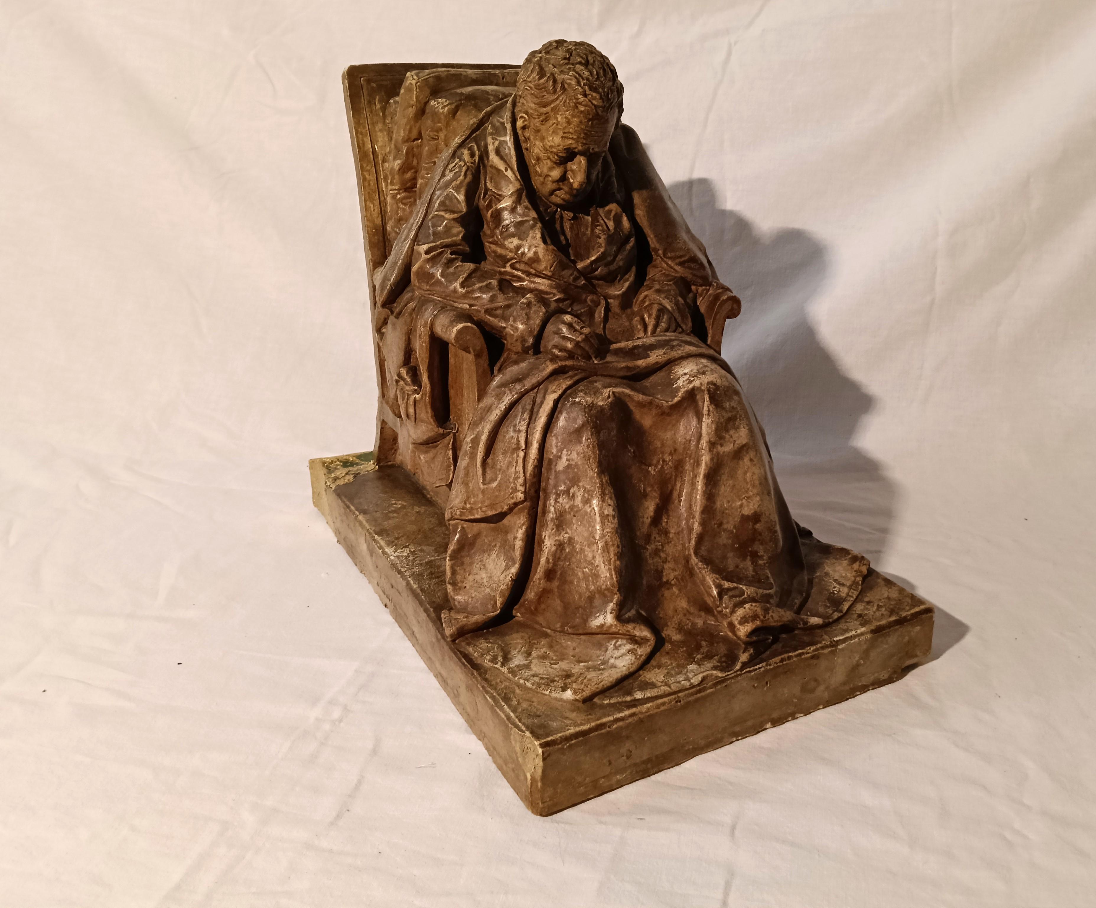 D'après le modèle de Pompeo Marchesi - Sculpture, portrait d'homme assis (Ariodante) - en vente 2