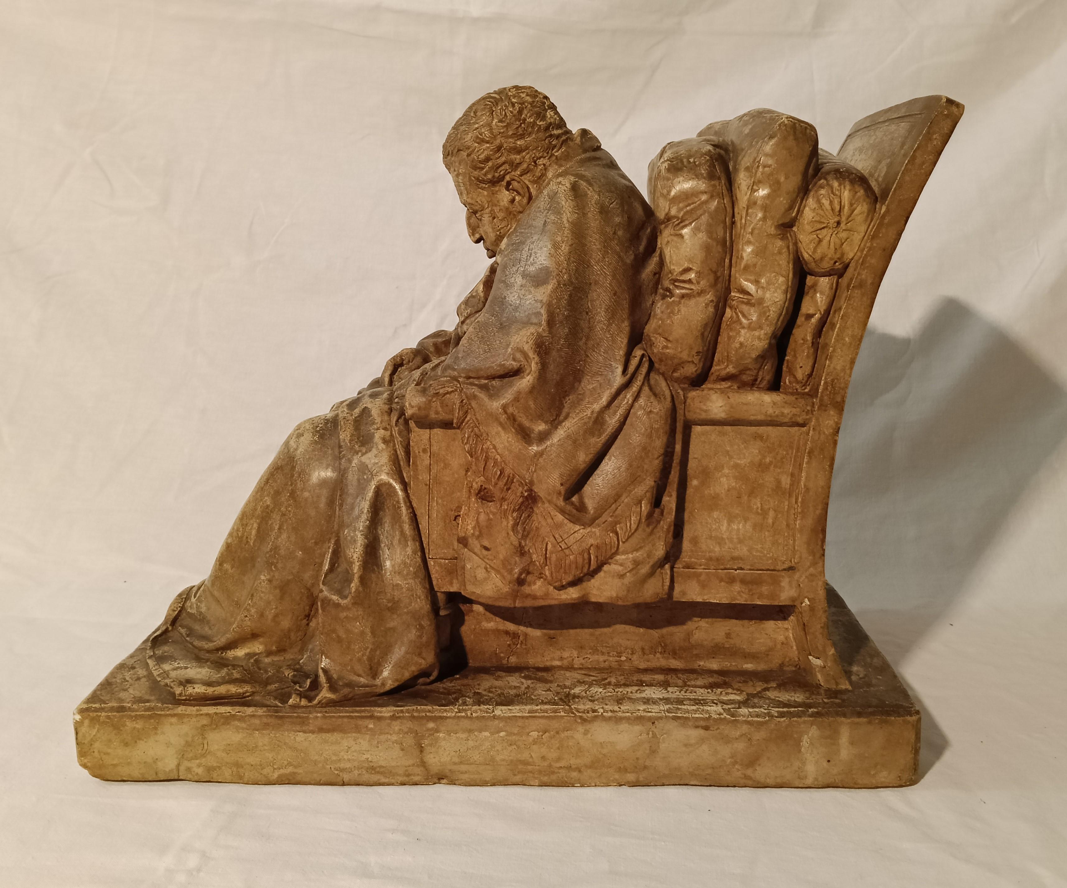 D'après le modèle de Pompeo Marchesi - Sculpture, portrait d'homme assis (Ariodante) - en vente 3