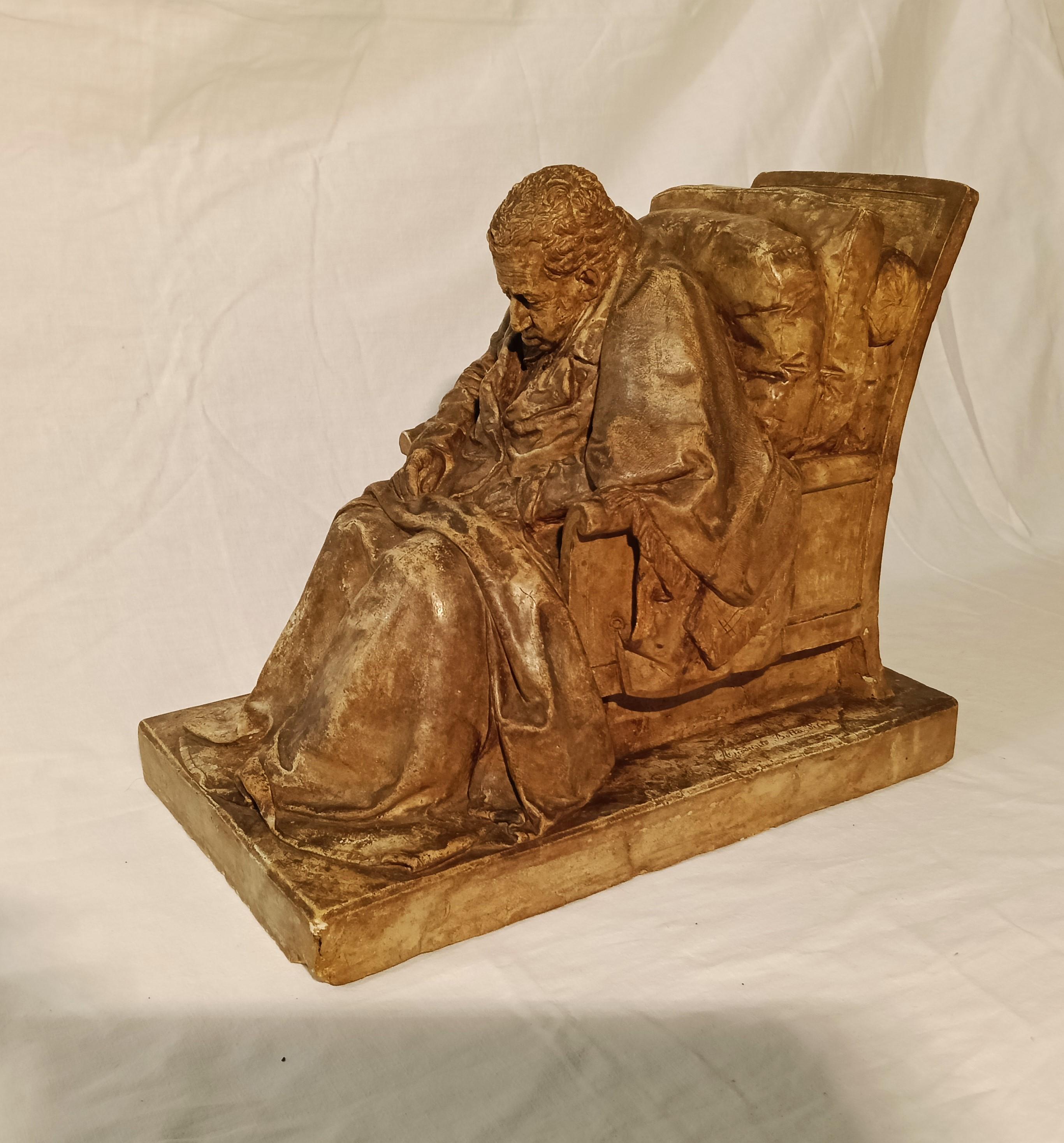 D'après le modèle de Pompeo Marchesi - Sculpture, portrait d'homme assis (Ariodante) - en vente 4