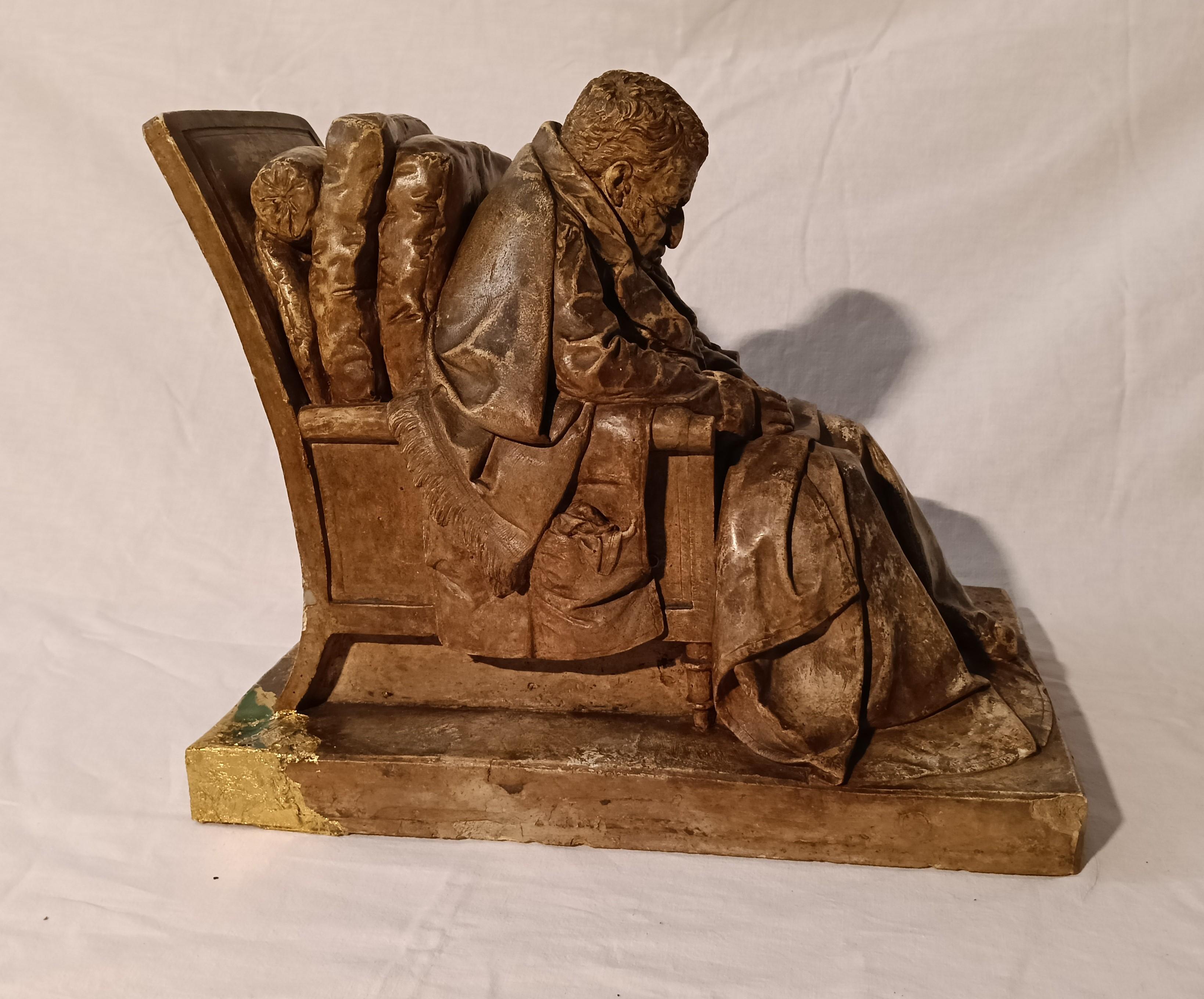 D'après le modèle de Pompeo Marchesi - Sculpture, portrait d'homme assis (Ariodante) - en vente 5