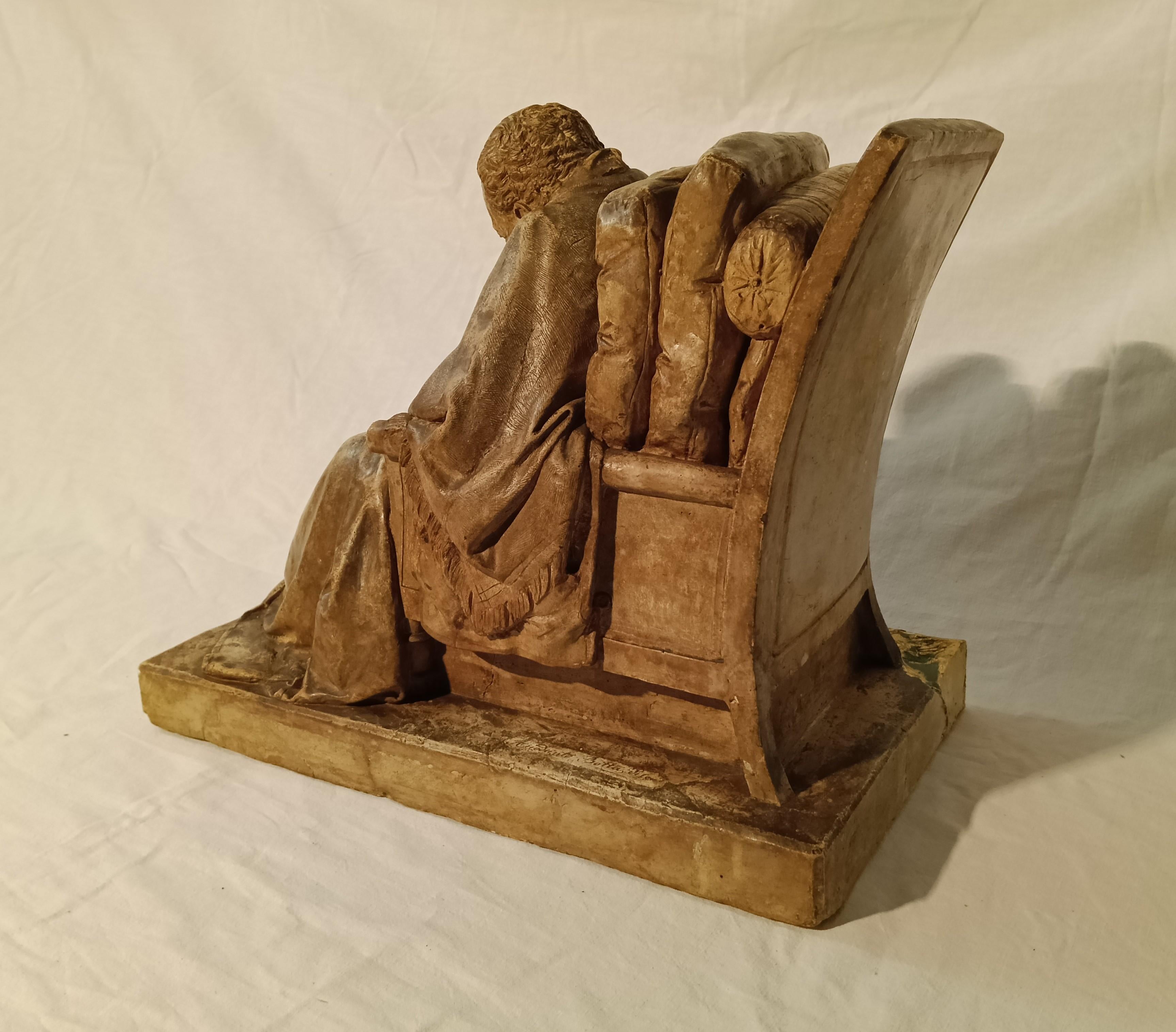 D'après le modèle de Pompeo Marchesi - Sculpture, portrait d'homme assis (Ariodante) - en vente 6