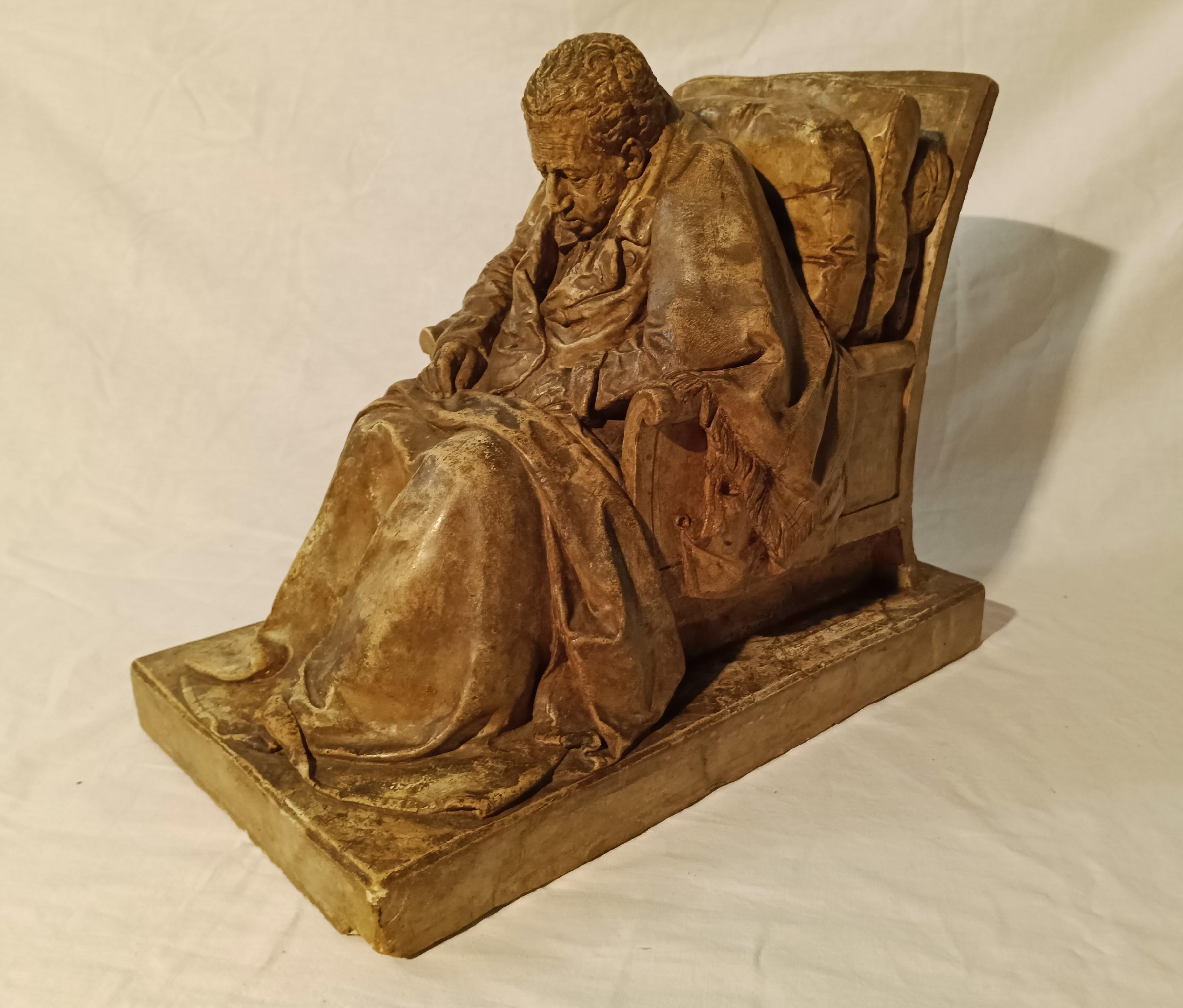 D'après le modèle de Pompeo Marchesi - Sculpture, portrait d'homme assis (Ariodante) - en vente 9