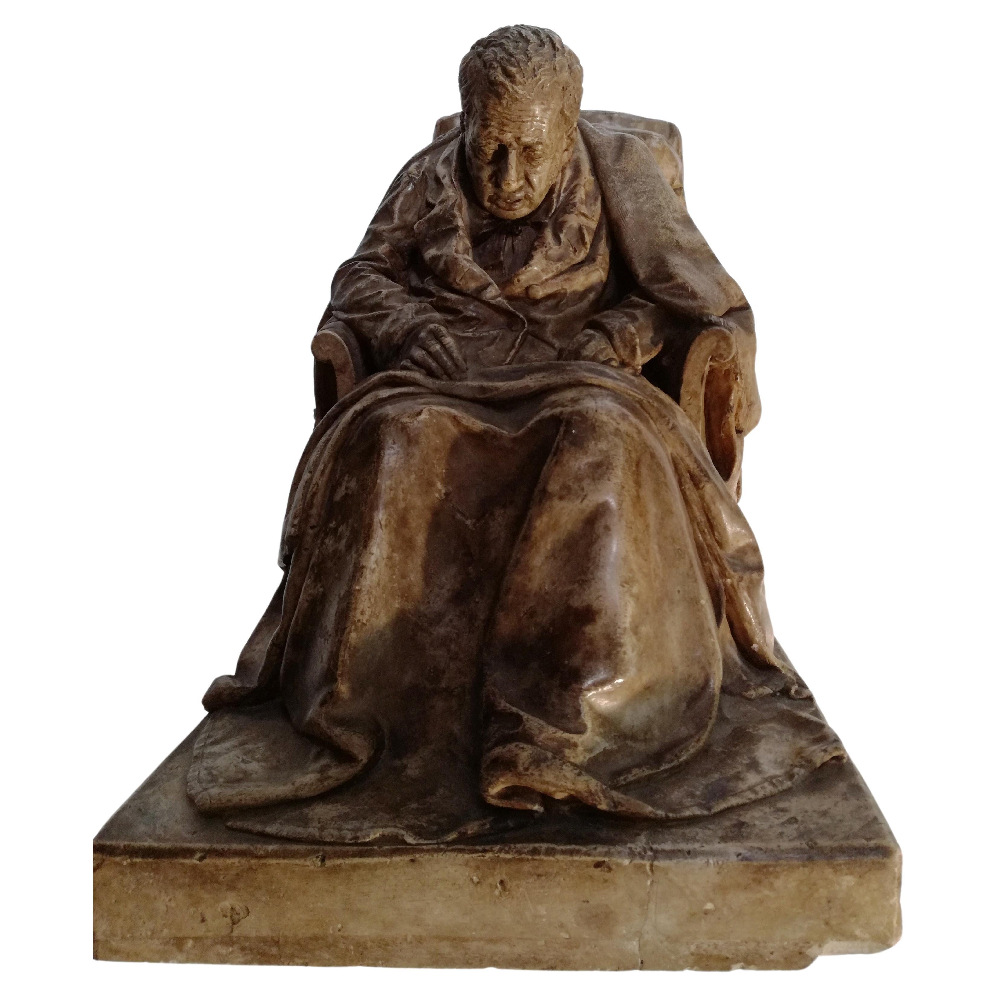 Nach dem Modell von Pompeo Marchesi - Skulptur, Sitzendes Männerporträt (Ariodante) - im Angebot