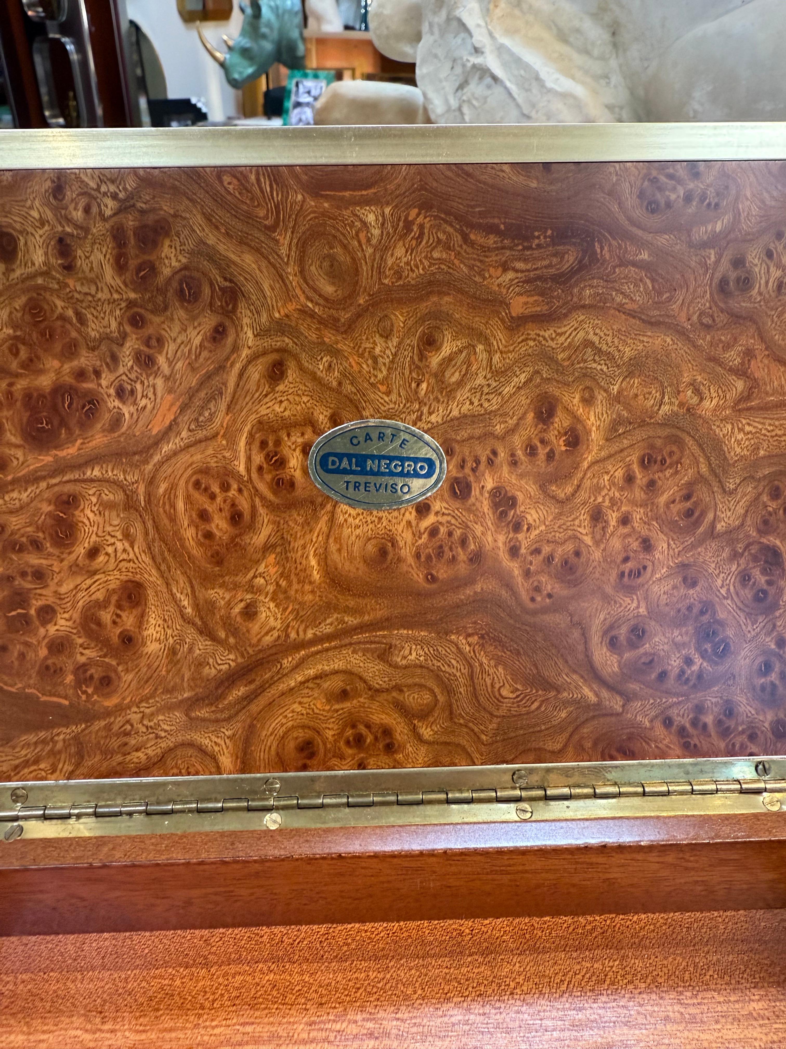 Dal Negro Treviso Burl Wood and Brass Playing Card Boxes – Set of Three In Good Condition For Sale In Los Angeles, CA