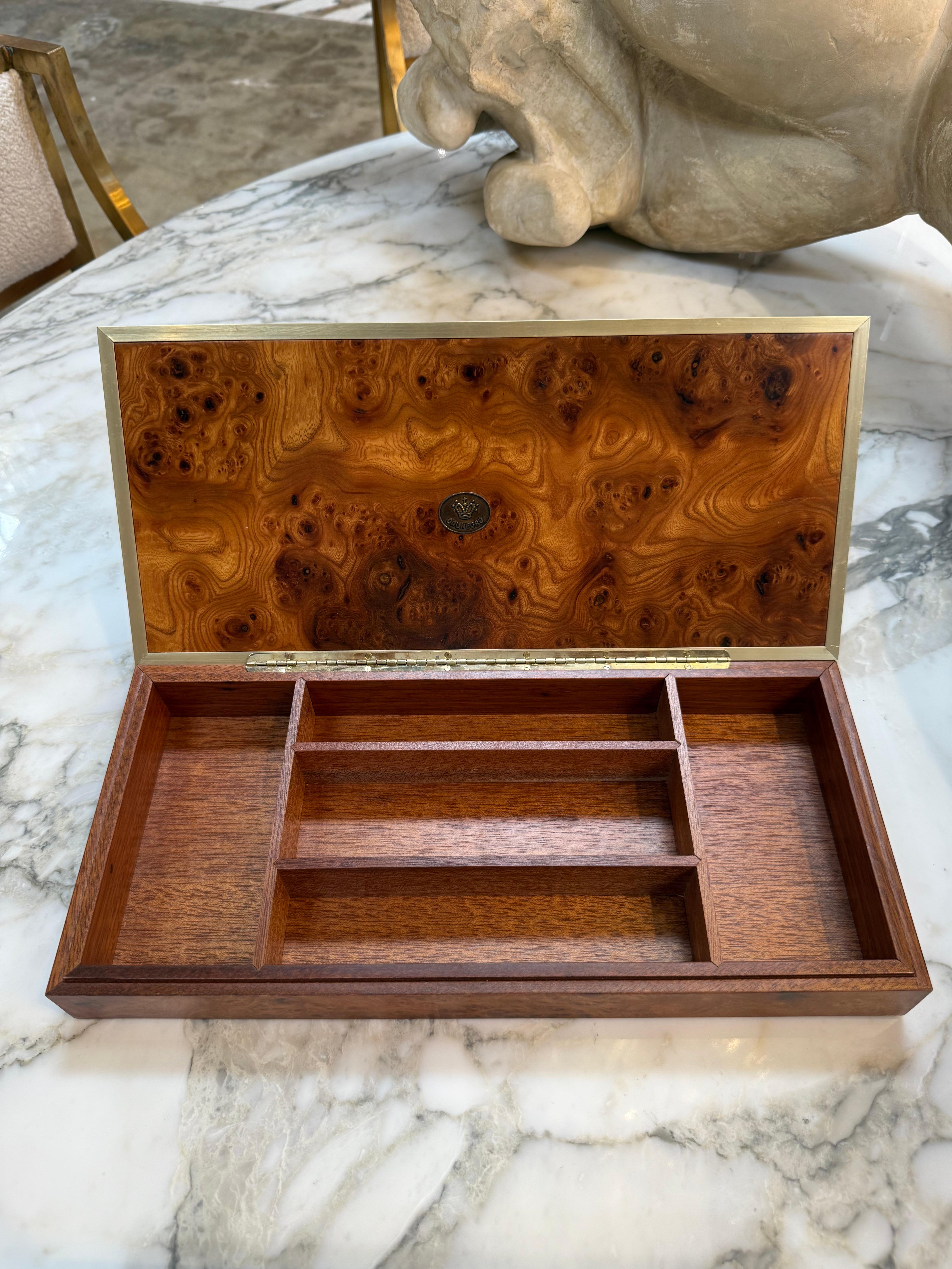 Dal Negro Treviso Burl Wood and Brass Playing Card Boxes – Set of Three For Sale 2