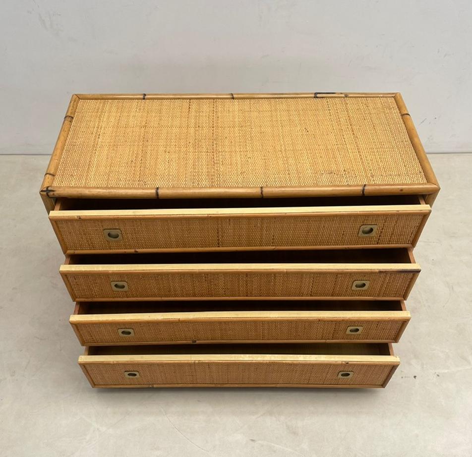 Dal Vera Bamboo and Wicker/Rattan Chest of Drawers, Italy 1960s For Sale 5