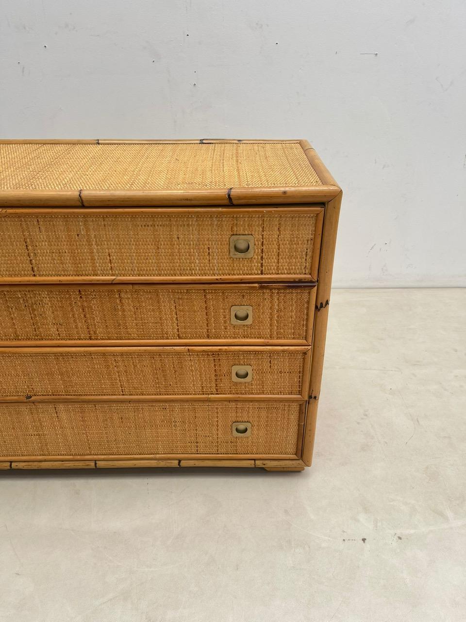 Dal Vera Bamboo and Wicker/Rattan Chest of Drawers, Italy 1960s For Sale 7