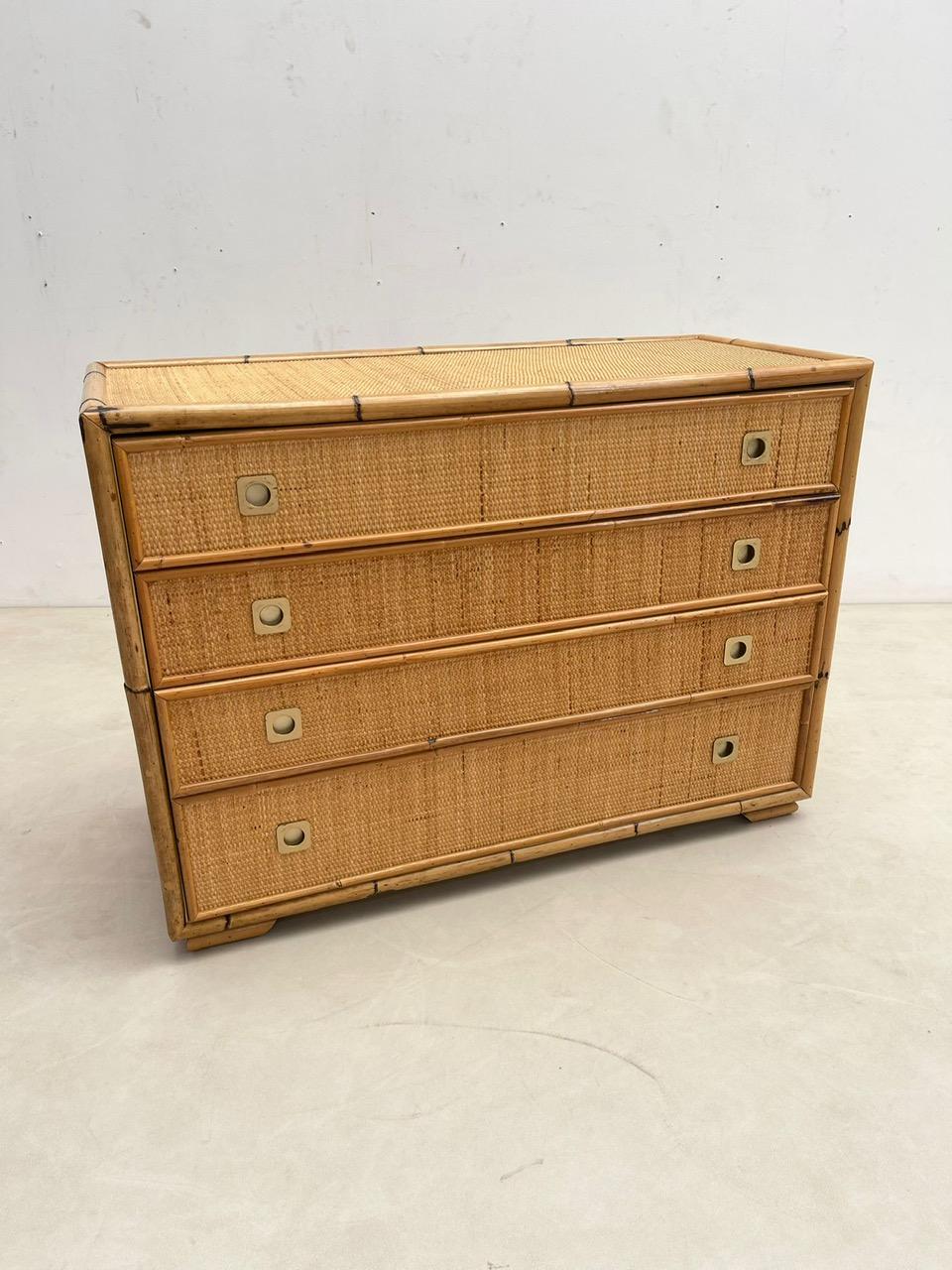 Dal Vera Bamboo and Wicker/Rattan Chest of Drawers, Italy 1960s For Sale 9