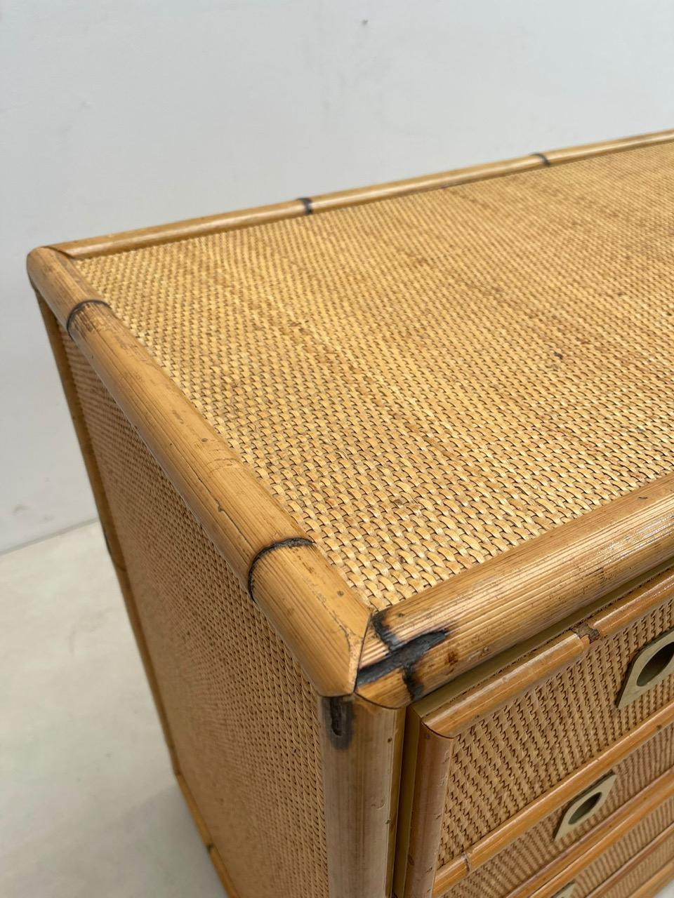 Dal Vera Bamboo and Wicker/Rattan Chest of Drawers, Italy 1960s For Sale 1