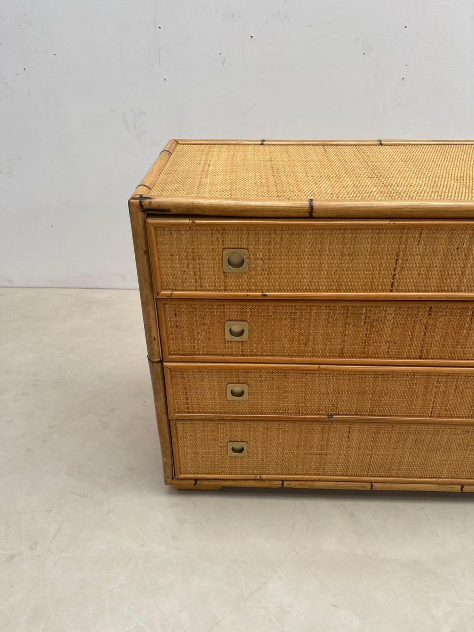 Dal Vera Bamboo and Wicker/Rattan Chest of Drawers, Italy 1960s For Sale 4