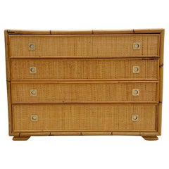 Retro Dal Vera Bamboo and Wicker/Rattan Chest of Drawers, Italy 1960s