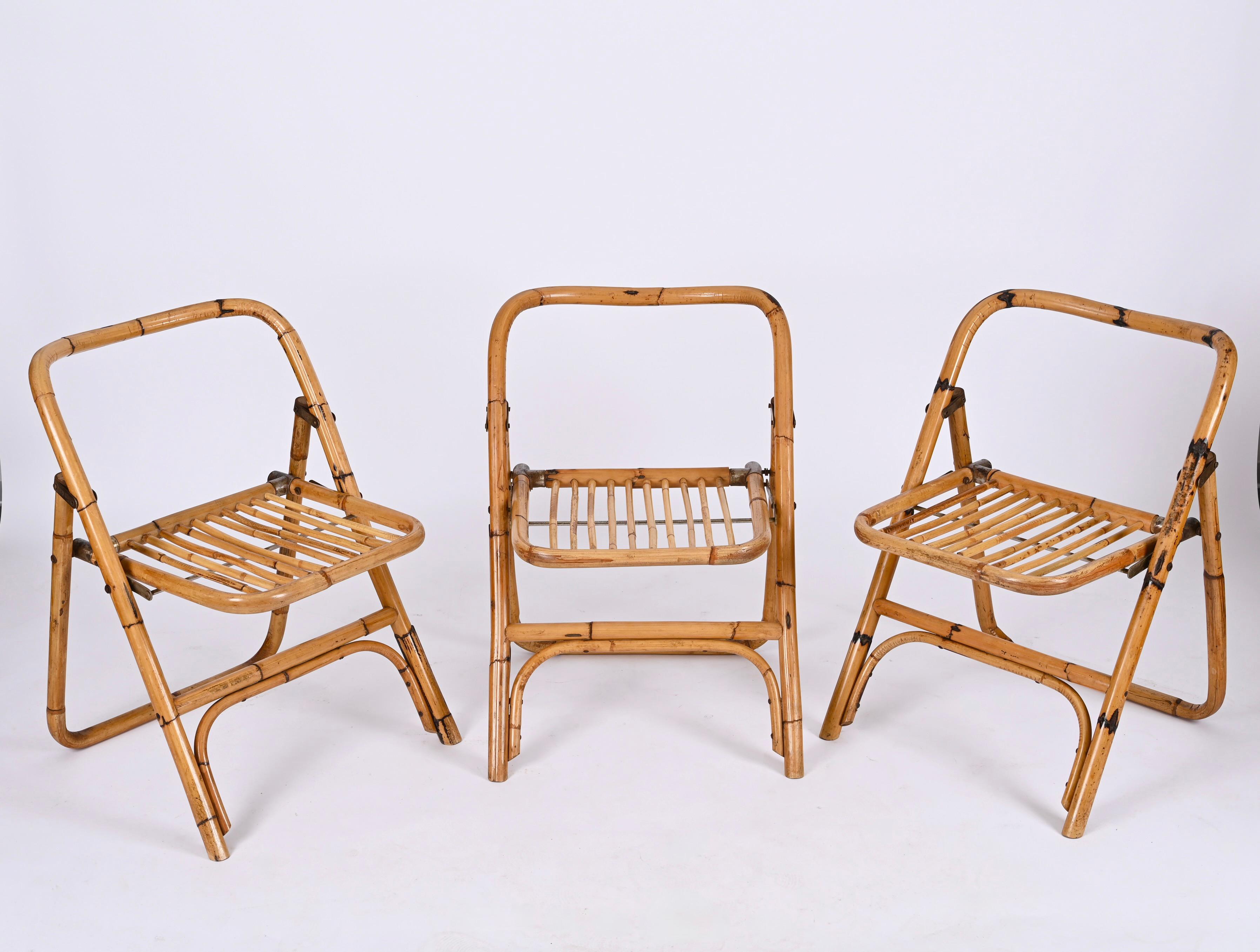 Mid-Century Modern Dal Vera Bamboo Folding Chairs, Italy, 1960s For Sale