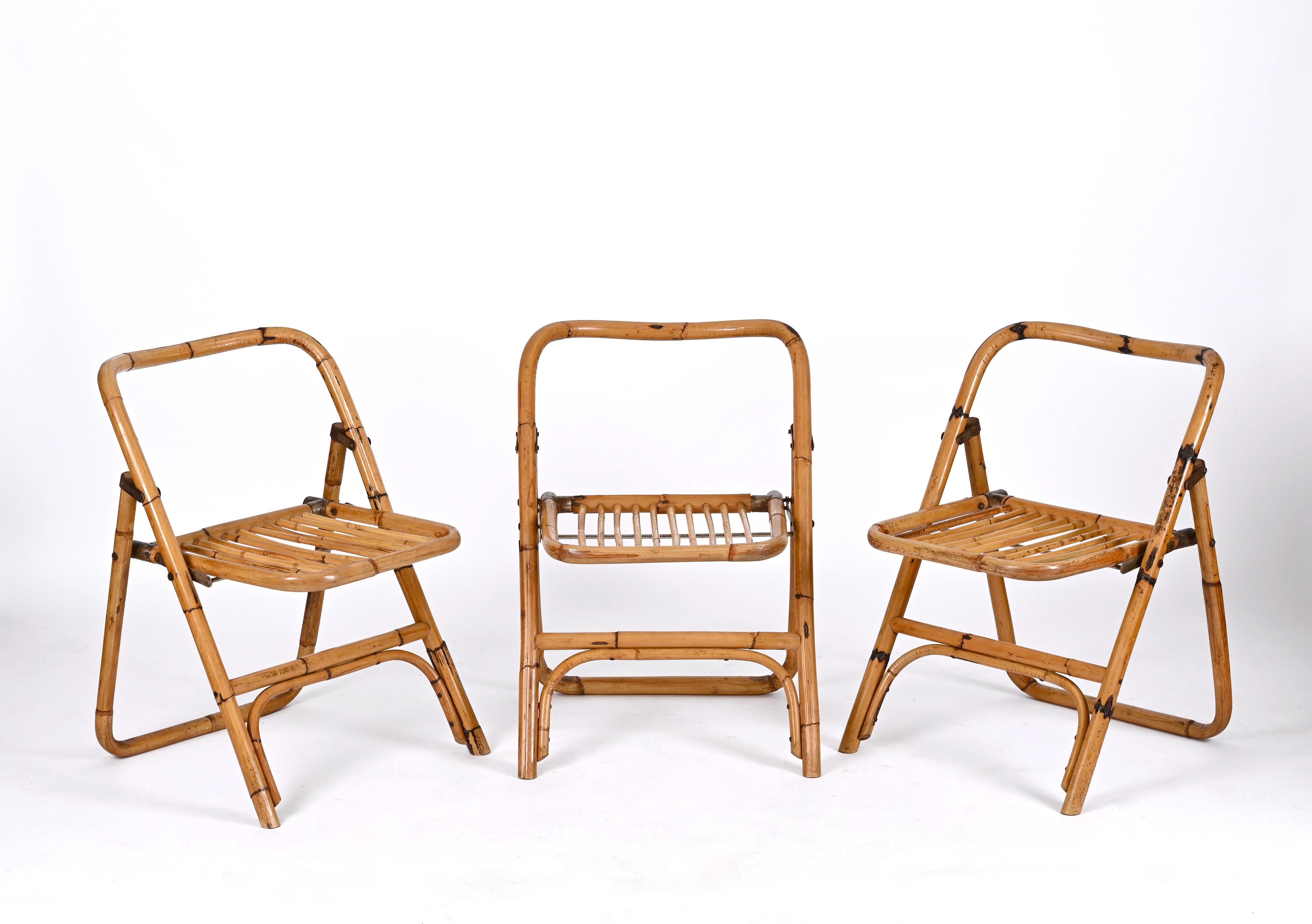 Mid-20th Century Dal Vera Bamboo Folding Chairs, Italy, 1960s For Sale
