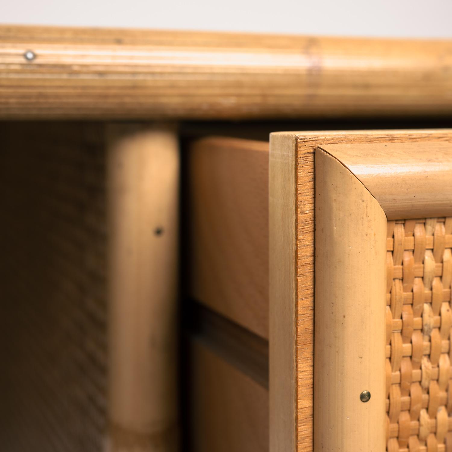 Dal Vera bamboo rattan desk with brass hinges, French Riviera style, Italy, 1970 For Sale 10