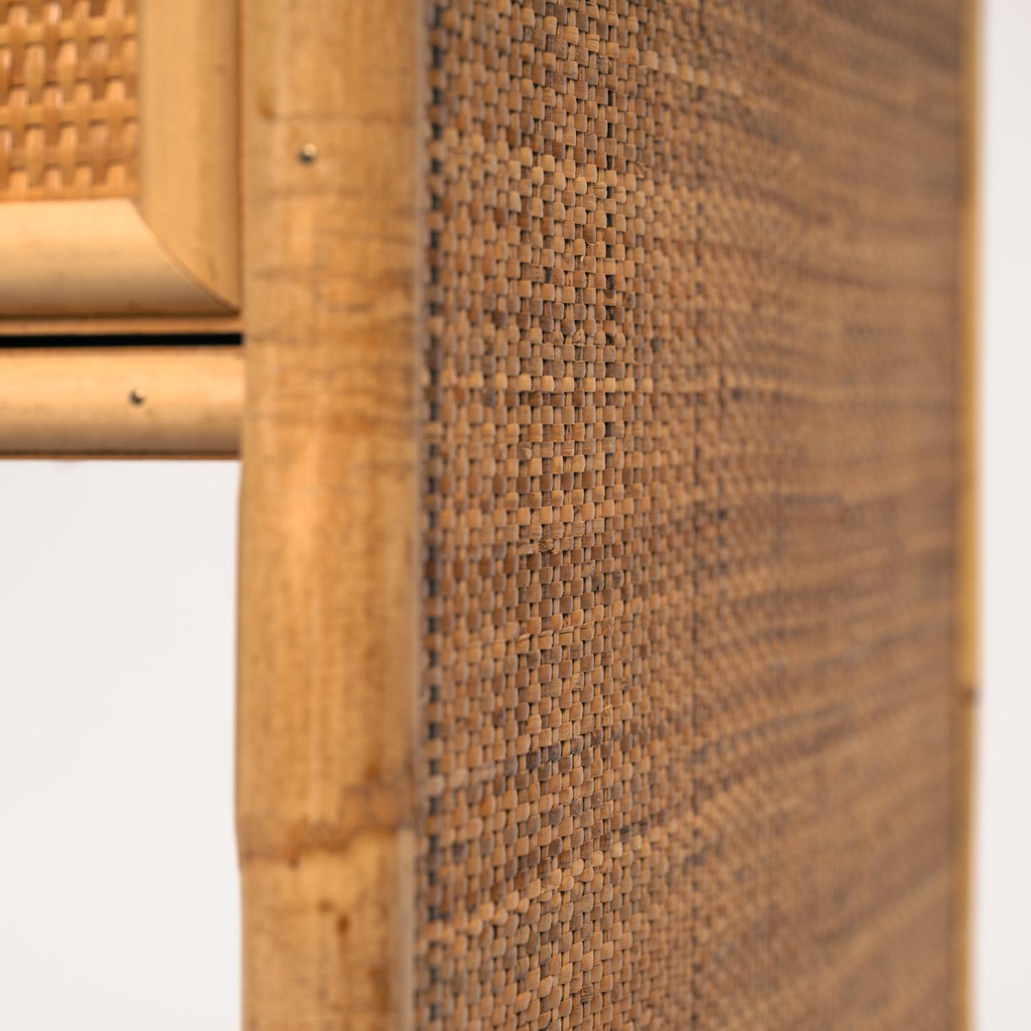 Dal Vera bamboo rattan desk with brass hinges, French Riviera style, Italy, 1970 For Sale 11