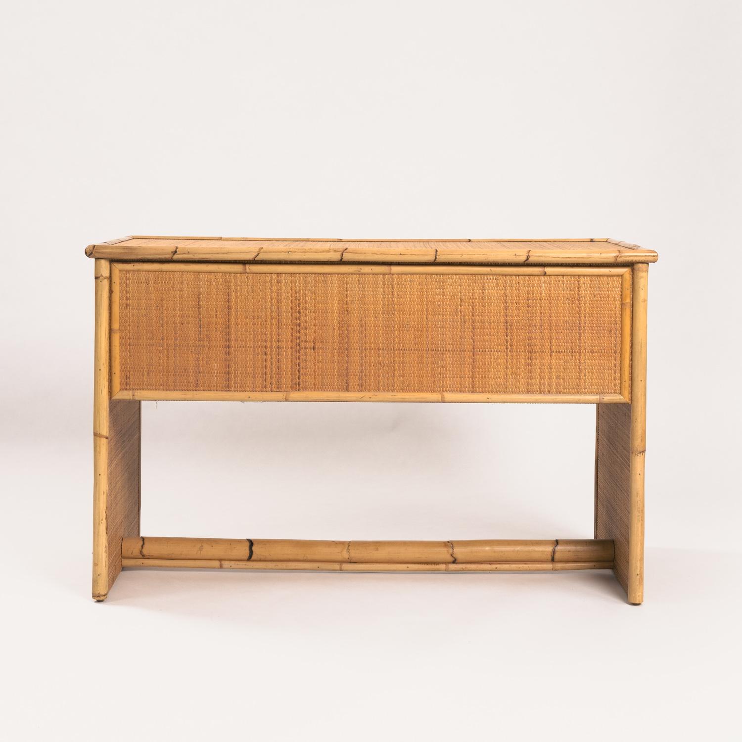 Dal Vera bamboo rattan desk with brass hinges, French Riviera style, Italy, 1970 In Good Condition For Sale In Zevenaar, NL