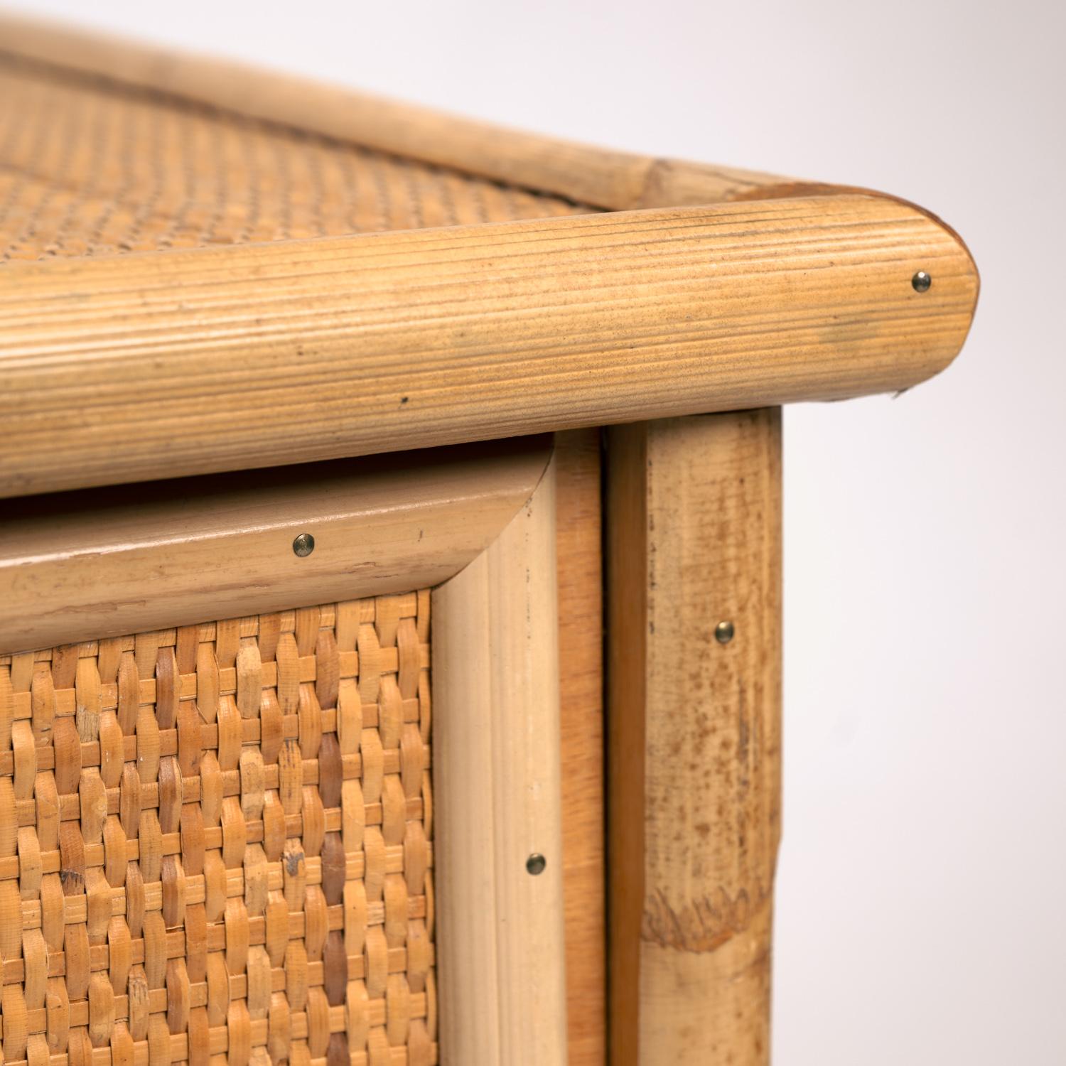 Dal Vera bamboo rattan desk with brass hinges, French Riviera style, Italy, 1970 For Sale 1