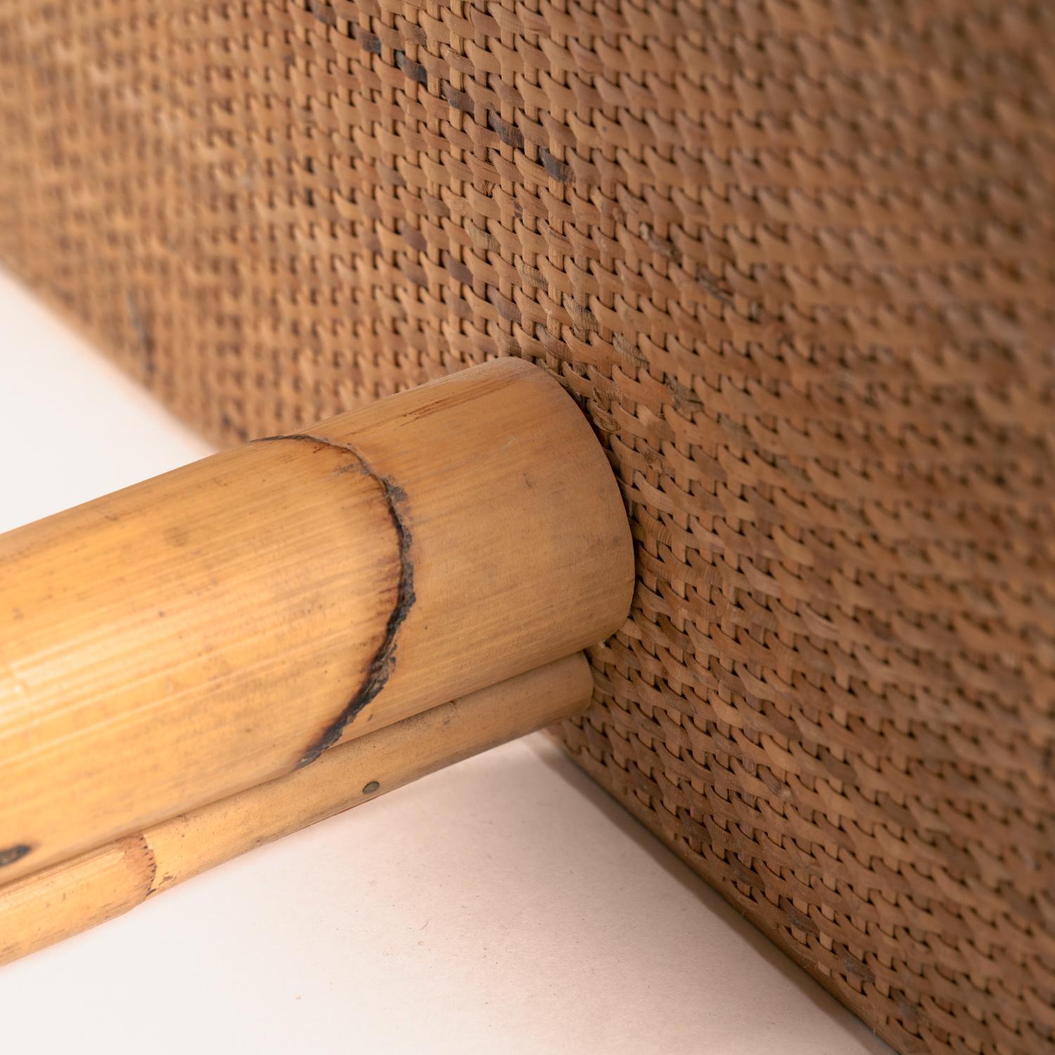 Dal Vera bamboo rattan desk with brass hinges, French Riviera style, Italy, 1970 For Sale 2