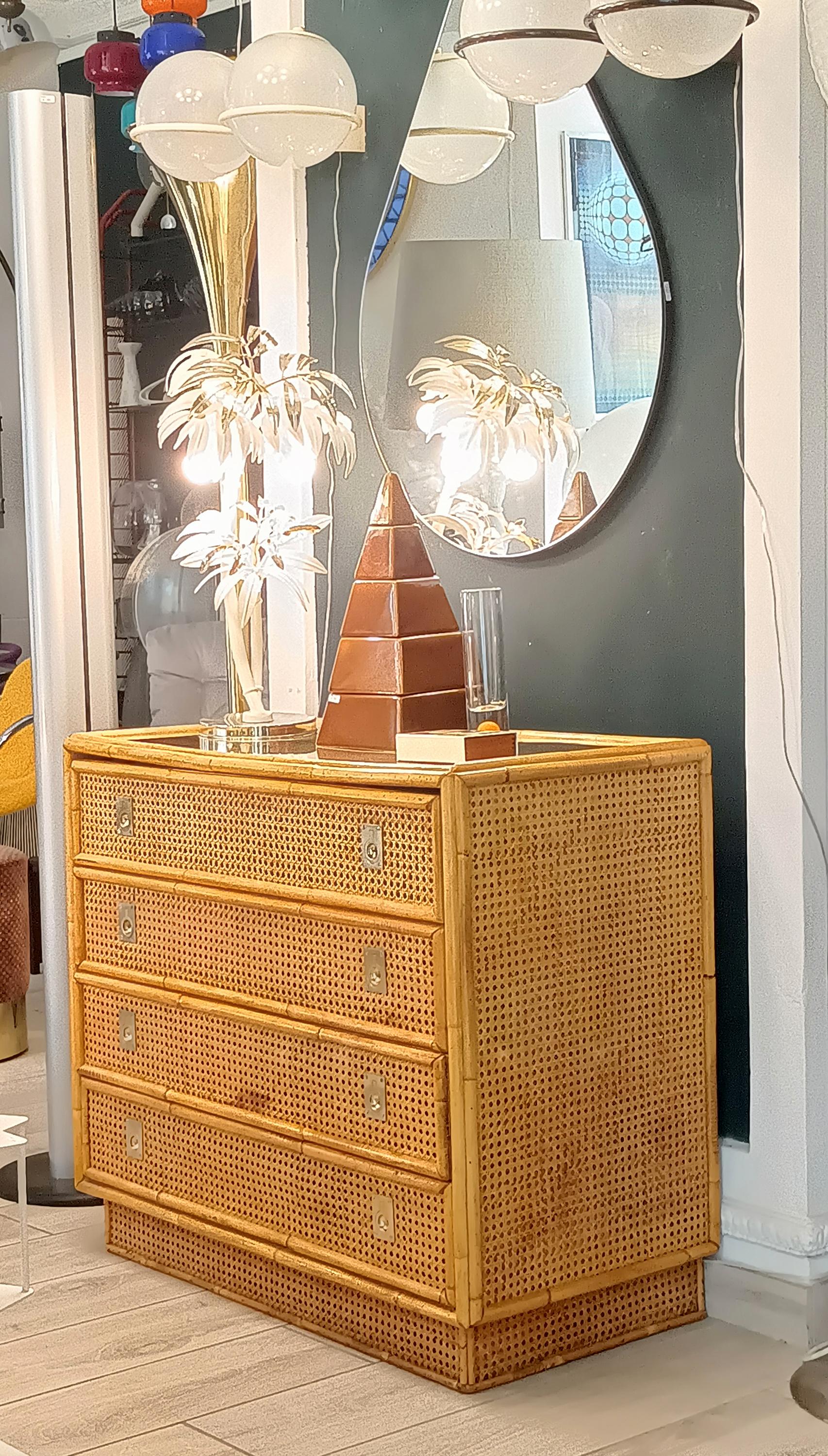 Dal Vera Kommode aus Rattan und Messing, Italien 1970er im Angebot 4