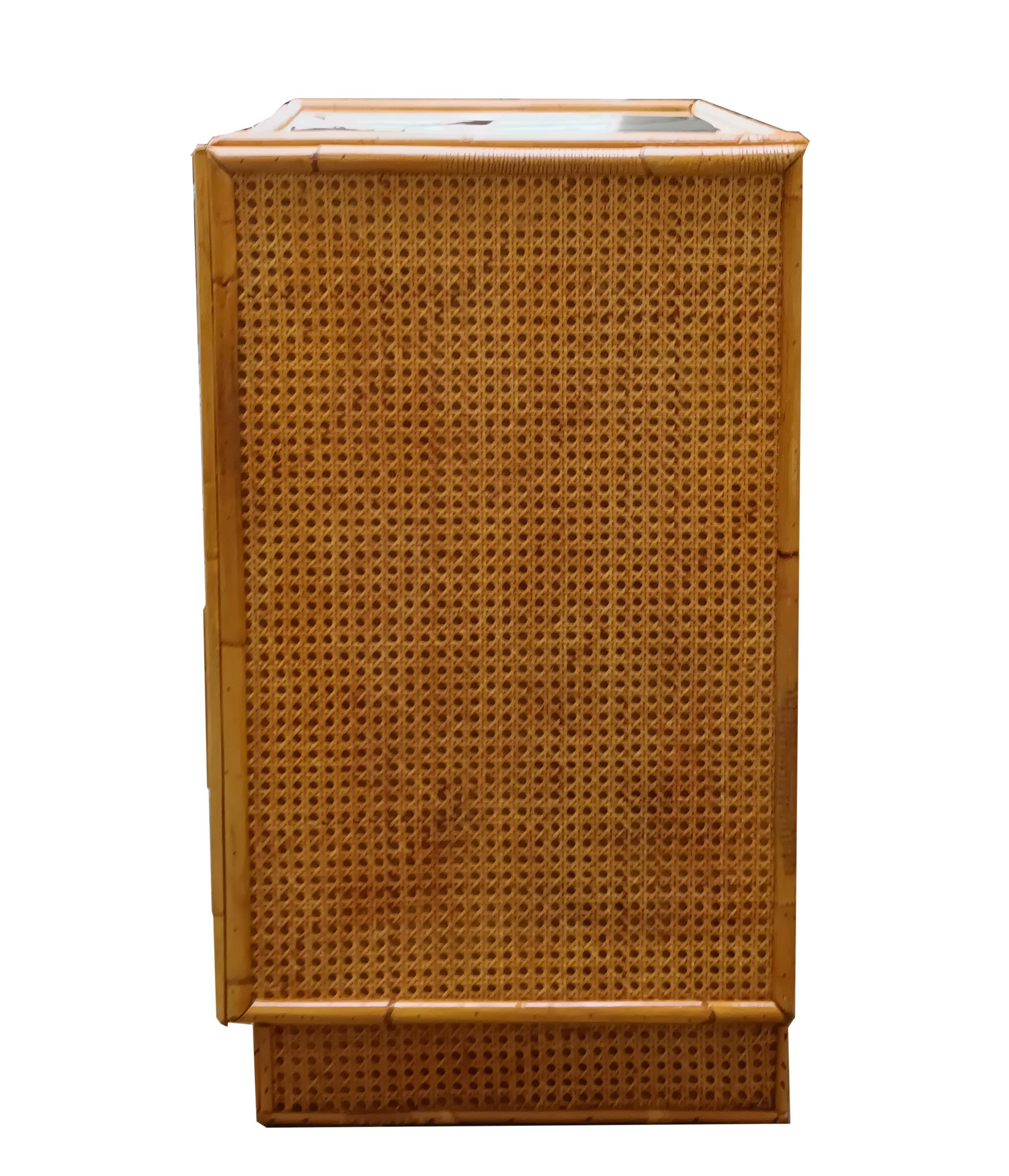 Dal Vera Kommode aus Rattan und Messing, Italien 1970er (Italian) im Angebot