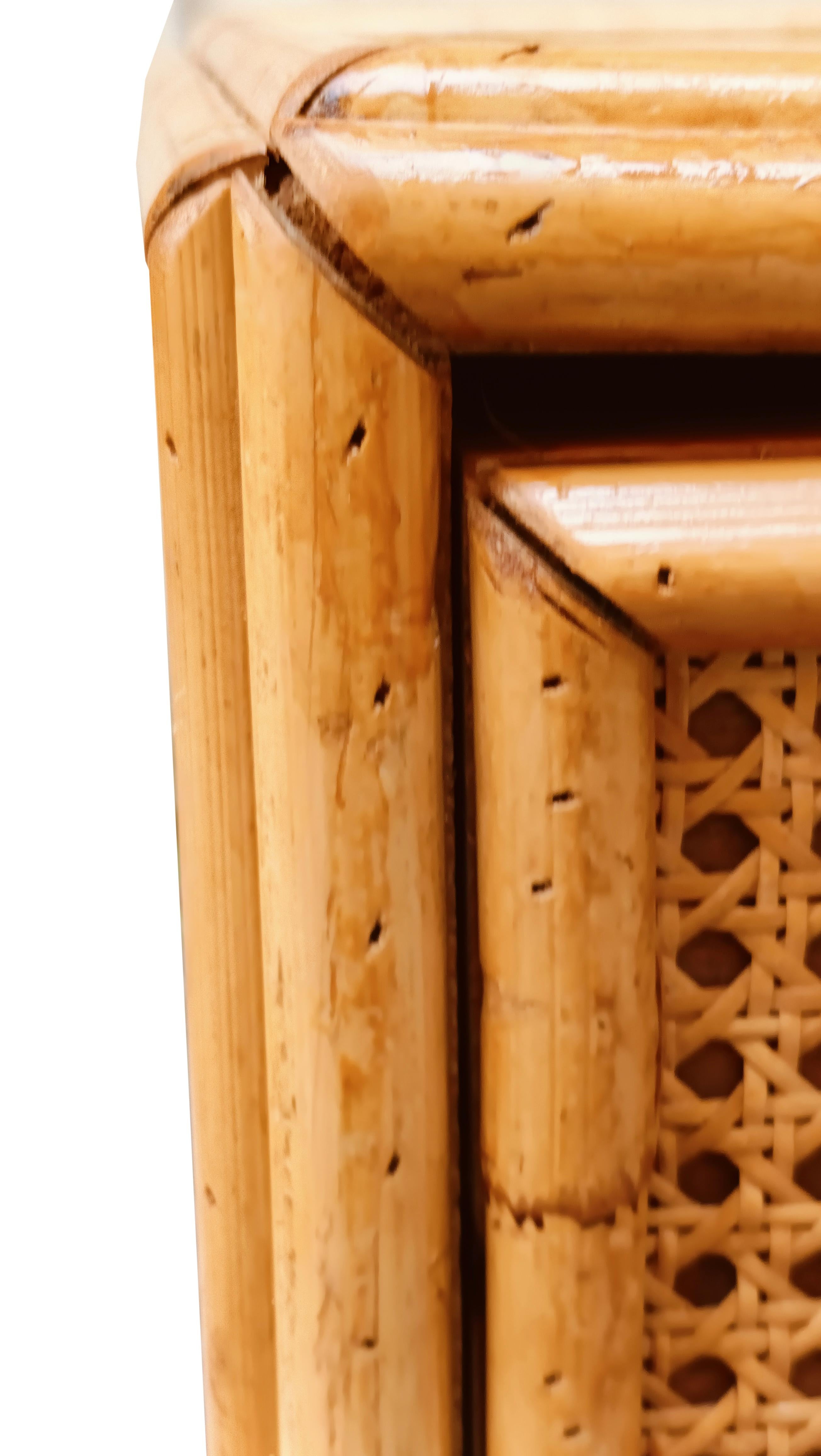 Dal Vera Kommode aus Rattan und Messing, Italien 1970er im Zustand „Gut“ im Angebot in Naples, IT
