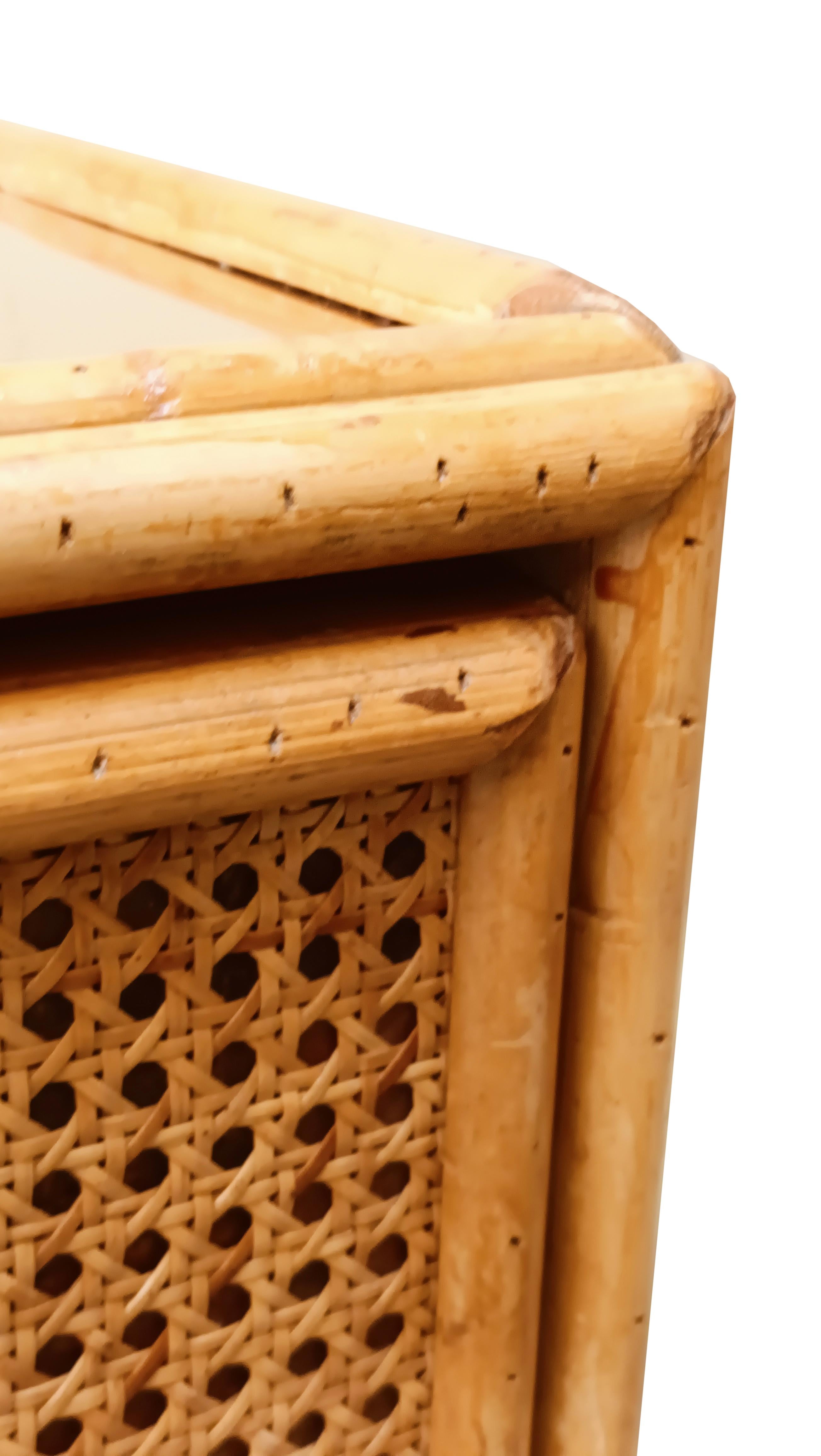Dal Vera Kommode aus Rattan und Messing, Italien 1970er (Late 20th Century) im Angebot