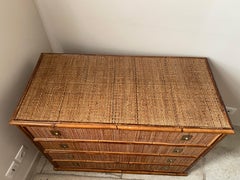 Dal Vera Chest of Drawers in Woven Rattan and Bamboo Italian Design 1970